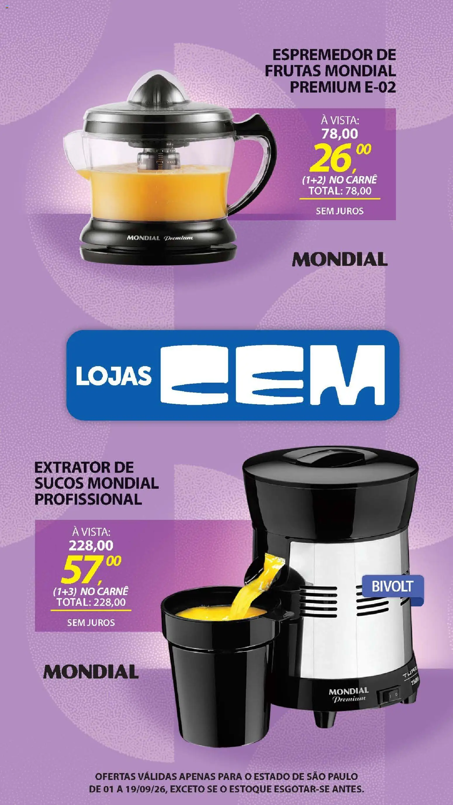 Lojas Cem Folheto - válido de 01/09/2026 | Página: 110 | Produtos: Frutas, Espremedor, Espremedor de frutas, Carne