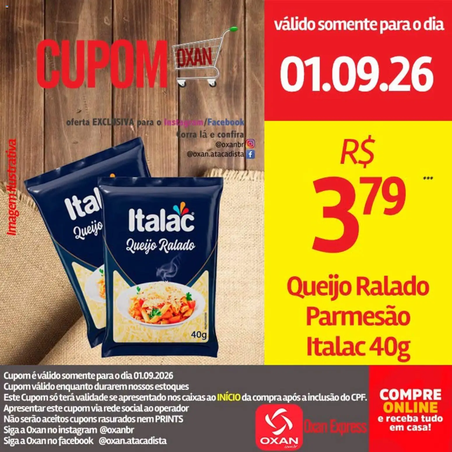 Oxan Atacadista Folheto - válido de 01/09/2026 | Página: 17 | Produtos: Queijo, Parmesão, Queijo ralado