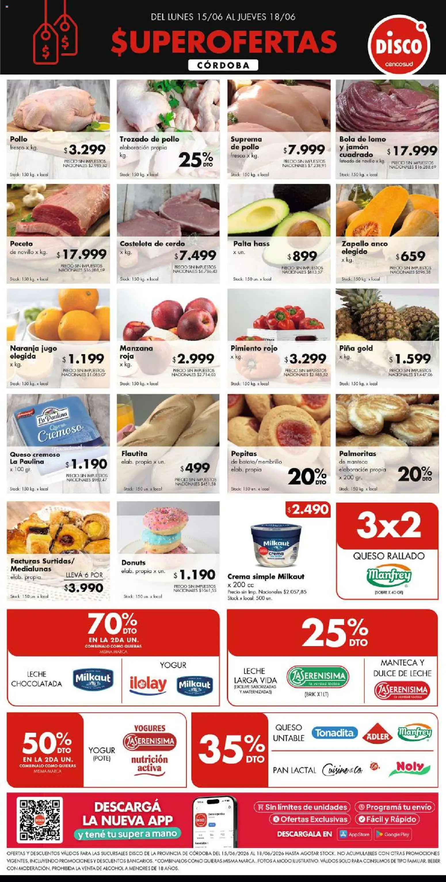 Disco - FERIA DE FRESCOS CORDOBA │ válido desde el 14.06.2026 | Página: 1 | Productos: Pimiento, Pan, Chocolatada, Crema