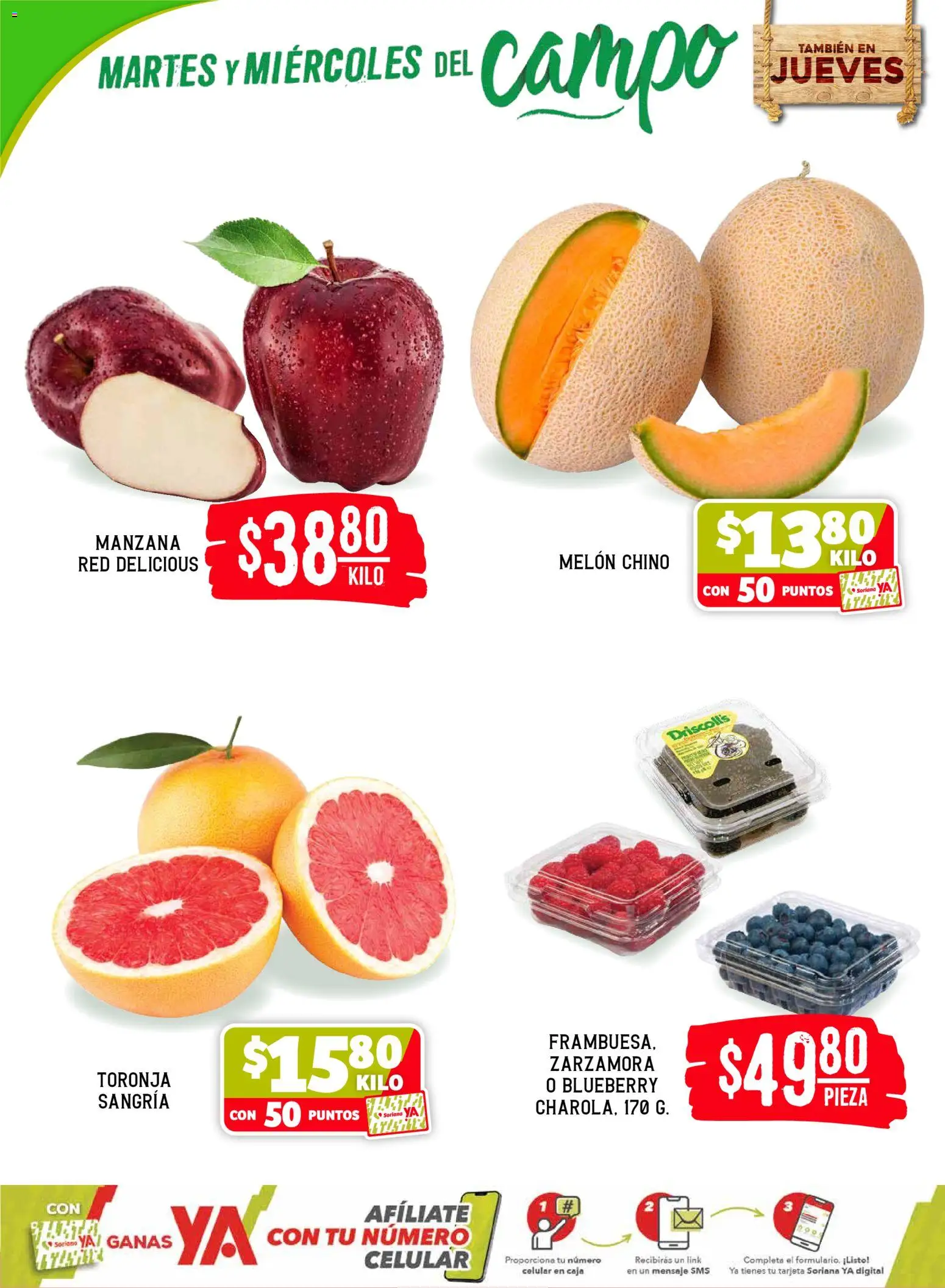 Nuevas ofertas de Soriana válidas en toda la República Mexicana desde el 12.05.2026. ¡Encuentra las mejores ofertas en Soriana Martes y Miércoles del Campo Híper: Tamaulipas (excepto Cd. Victoria y Tampico)! | Página: 2 | Productos: Melón, Manzana, Toronja, Caja