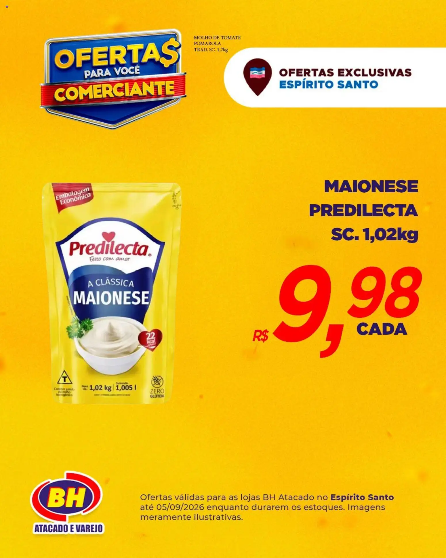 Supermercados BH Folheto - válido de 31/08/2026 | Página: 8 | Produtos: Tomate, Molho de tomate, Maionese