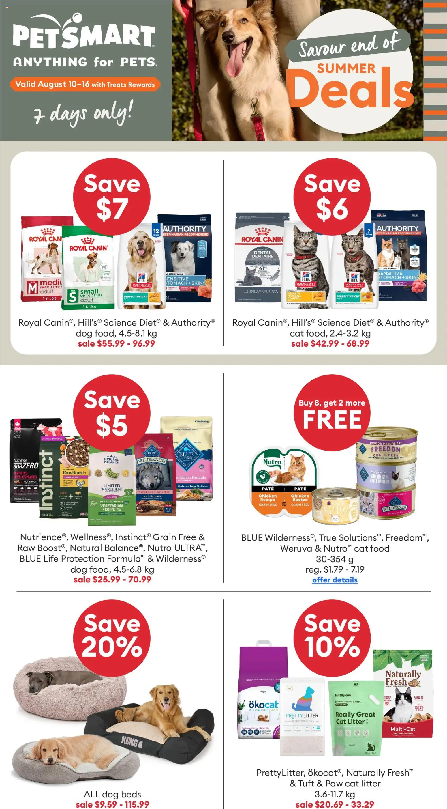 Petsmart flyer valid from Aug 10, 2026 | Page: 1 | Products: Salmon, Bag, Food, Chicken