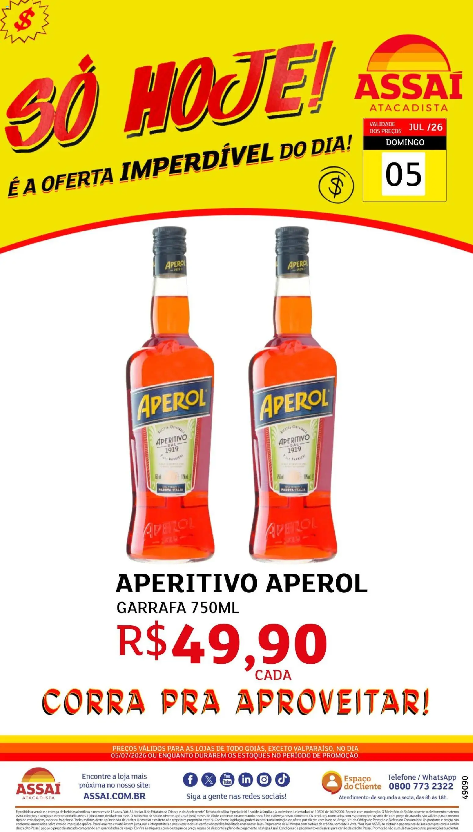 Assaí Atacadista Folheto - válido de 05/07/2026 | Página: 1 | Produtos: Pneus, Base, Bebida, Telefone