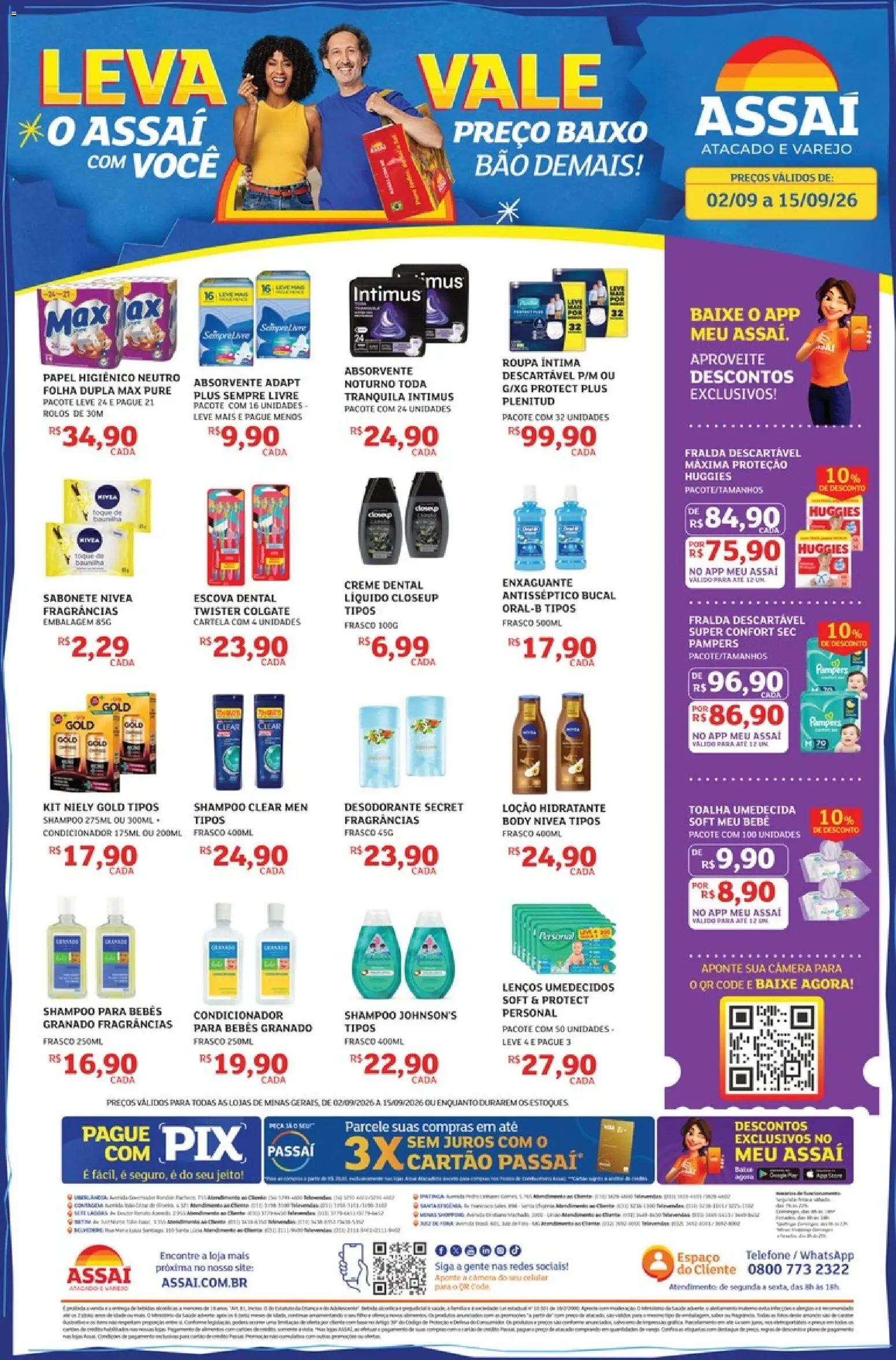 Assaí Atacadista Folheto - válido de 02/09/2026 | Página: 1 | Produtos: Desodorante, Absorvente, Papel higiênico, Toalha umedecida