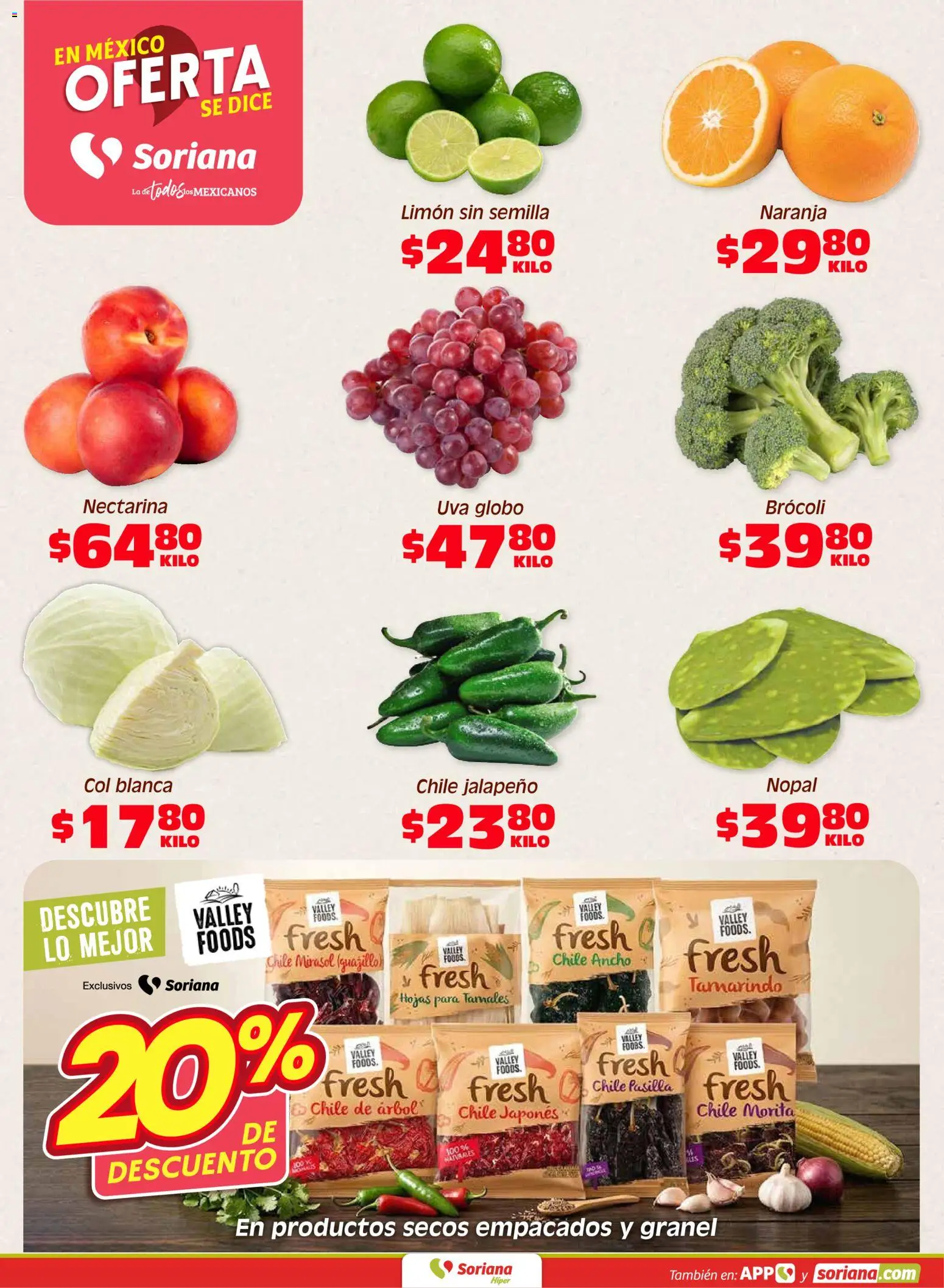 Nuevas ofertas de Soriana válidas en toda la República Mexicana desde el 14/08/2026. ¡Encuentra las mejores ofertas en Soriana Fin de Semana Híper! | Página: 2 | Productos: Brocoli, Limón, Col, Uva