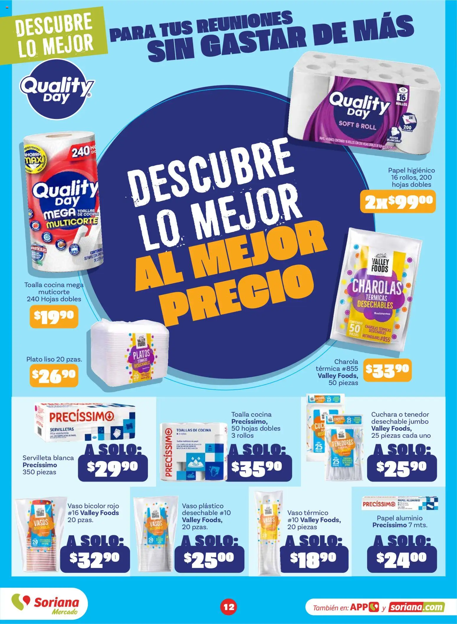 Nuevas ofertas de Soriana válidas en toda la República Mexicana desde el 18/09/2026. ¡Encuentra las mejores ofertas en Soriana Súper - Descubre lo mejor al mejor precio! | Página: 12 | Productos: Toallas de cocina, Papel higiénico, Cuchara, Toallas