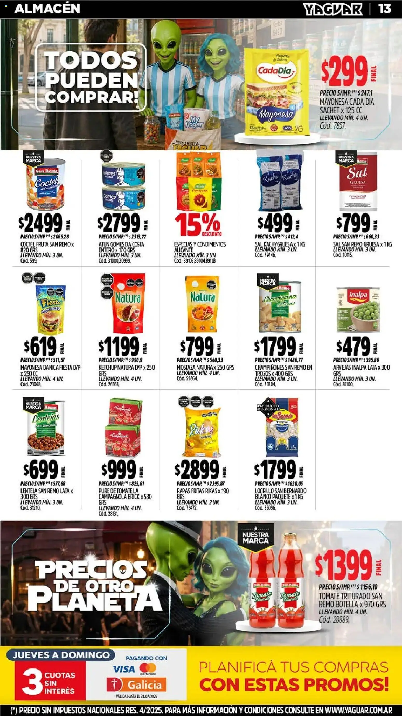 Yaguar - Oferta Semanal Jujuy │ válido desde el 06/07/2026 | Página: 13 | Productos: Botella, Mostaza, Arvejas, Pimentón