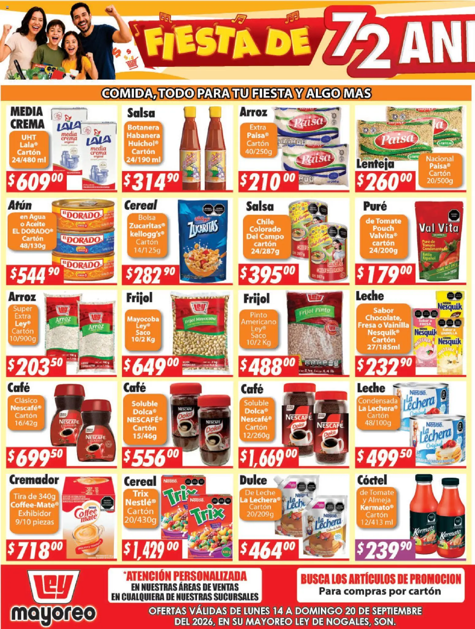 Nuevas ofertas de Casa Ley válidas en toda la República Mexicana desde el 14/09/2026. ¡Encuentra las mejores ofertas en Casa Ley folleto Nogales! | Página: 3 | Productos: Chile, Leche, Café, Arroz