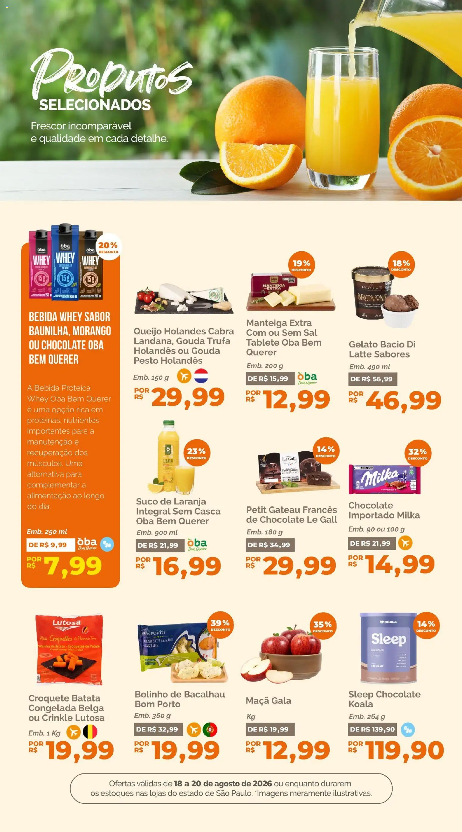 Oba Hortifruti Folheto - válido de 18/08/2026 | Página: 9 | Produtos: Pesto, Queijo, Suco de laranja, Sal