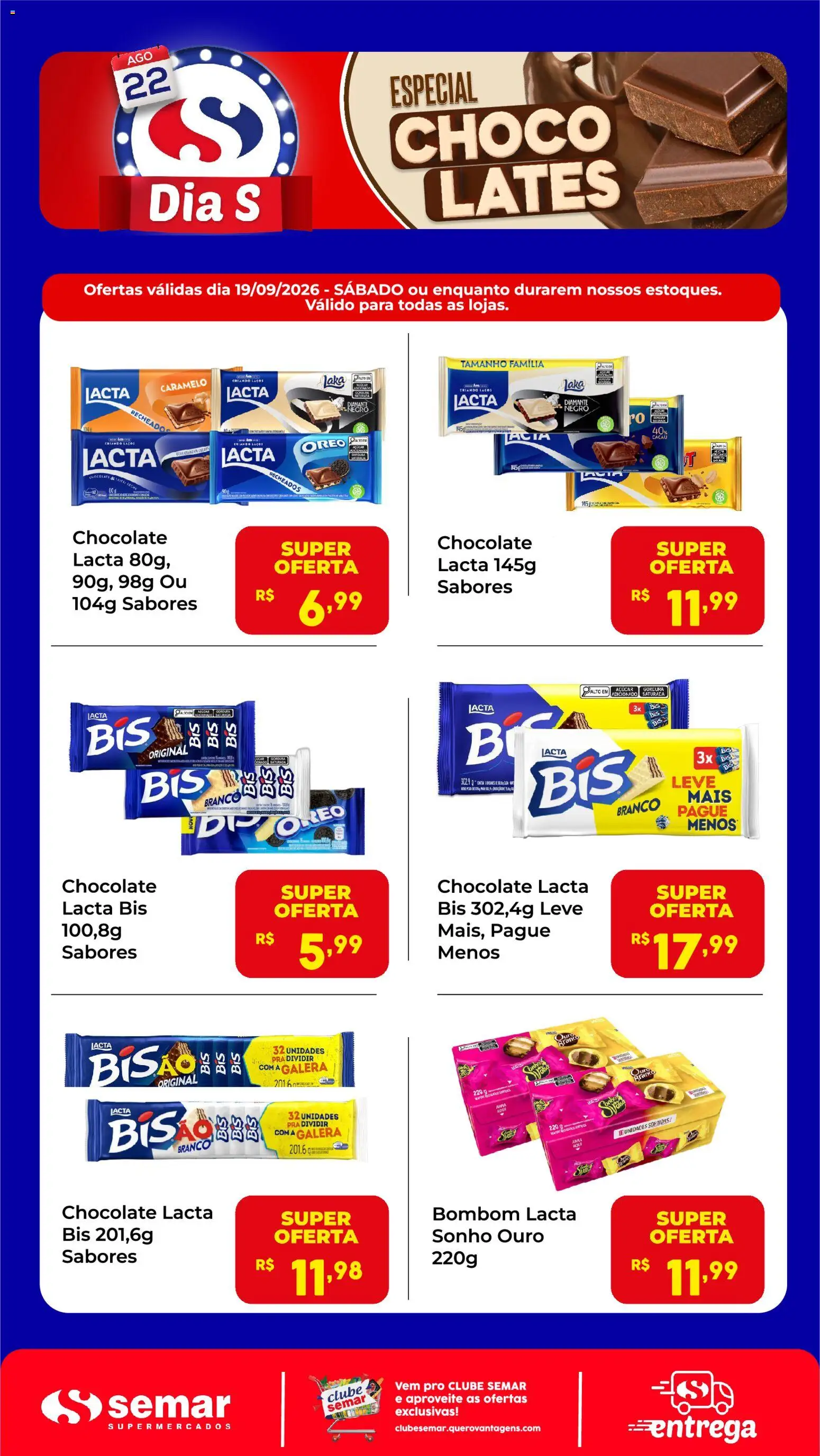 Semar Supermercado Folheto - válido de 19/09/2026 | Página: 1 | Produtos: Sonho, Chocolate, Bombom