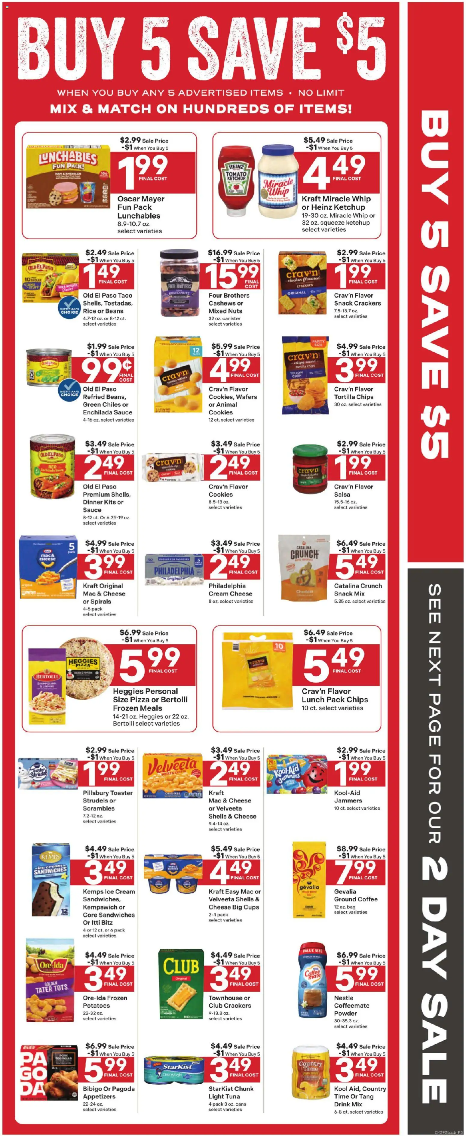 Coborn's Weekly Ad - valid from 29.04.2026 | Page: 3 | Products: Cheese, Pizza, Rice, Chips