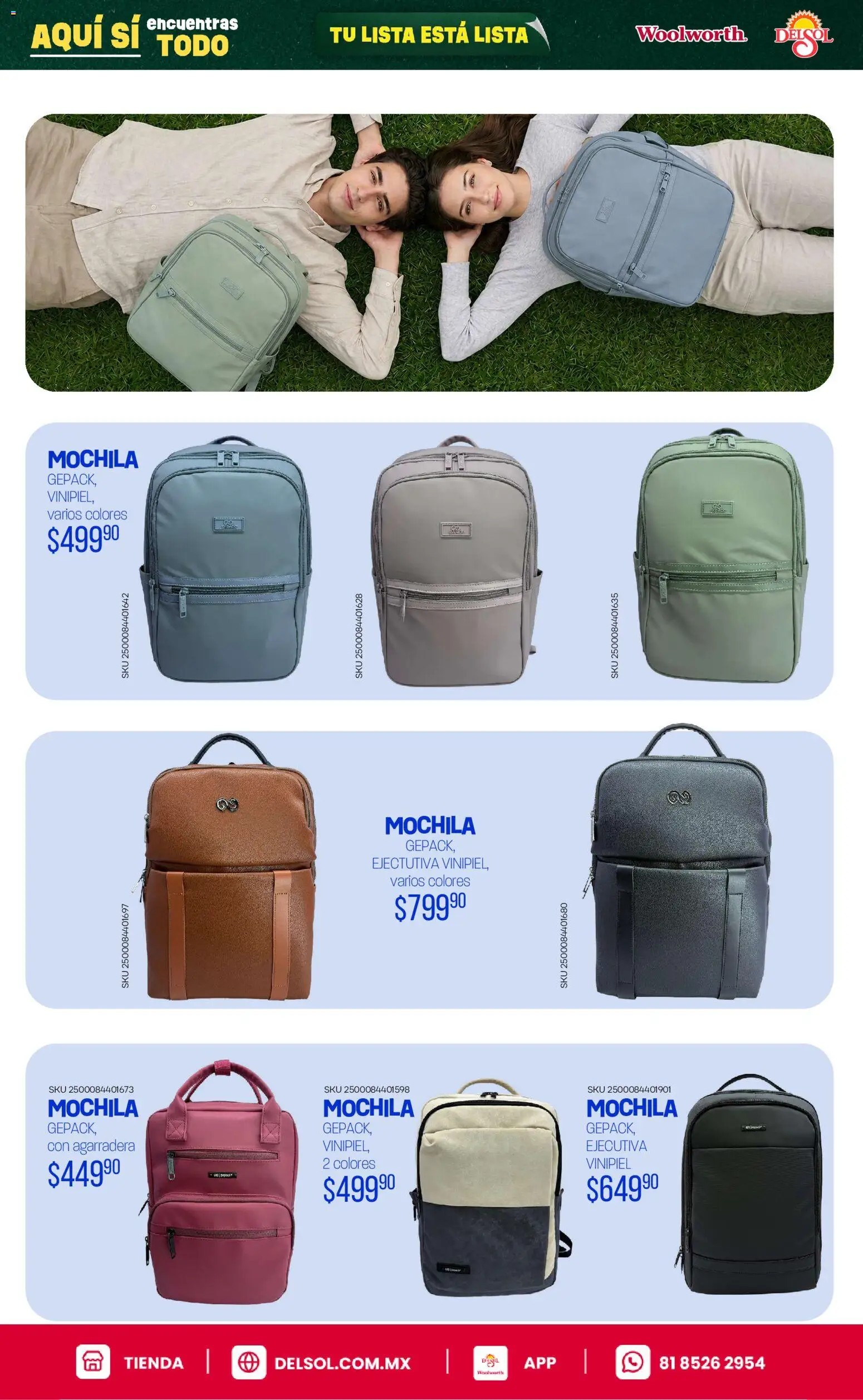 Nuevas ofertas de Del Sol y Woolworth válidas en toda la República Mexicana desde el 25/06/2026. ¡Encuentra las mejores ofertas en Del Sol y Woolworth catálogo Back To School! | Página: 58 | Productos: Mochila