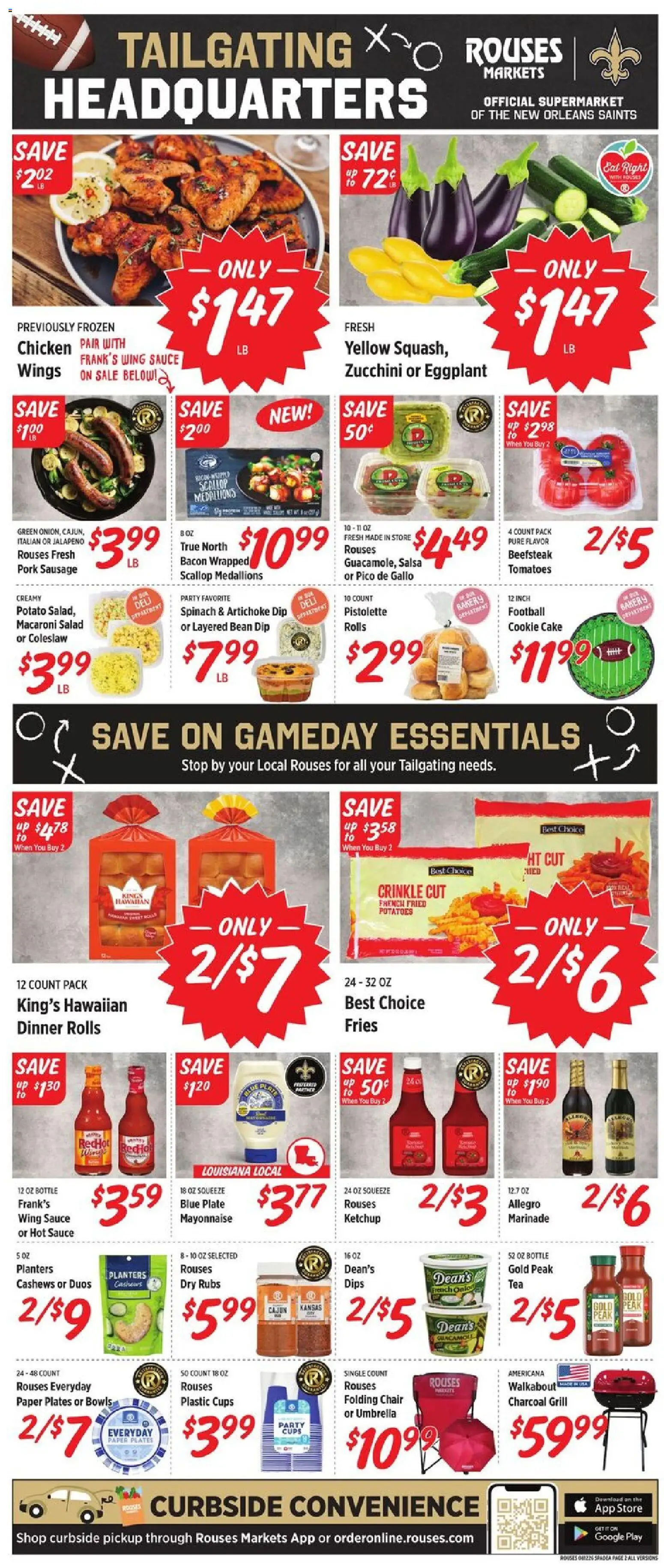 Rouses Weekly Ad - valid from 08/12/2026 | Page: 3 | Products: Zucchini, Cake, Eggplant, Paper plates