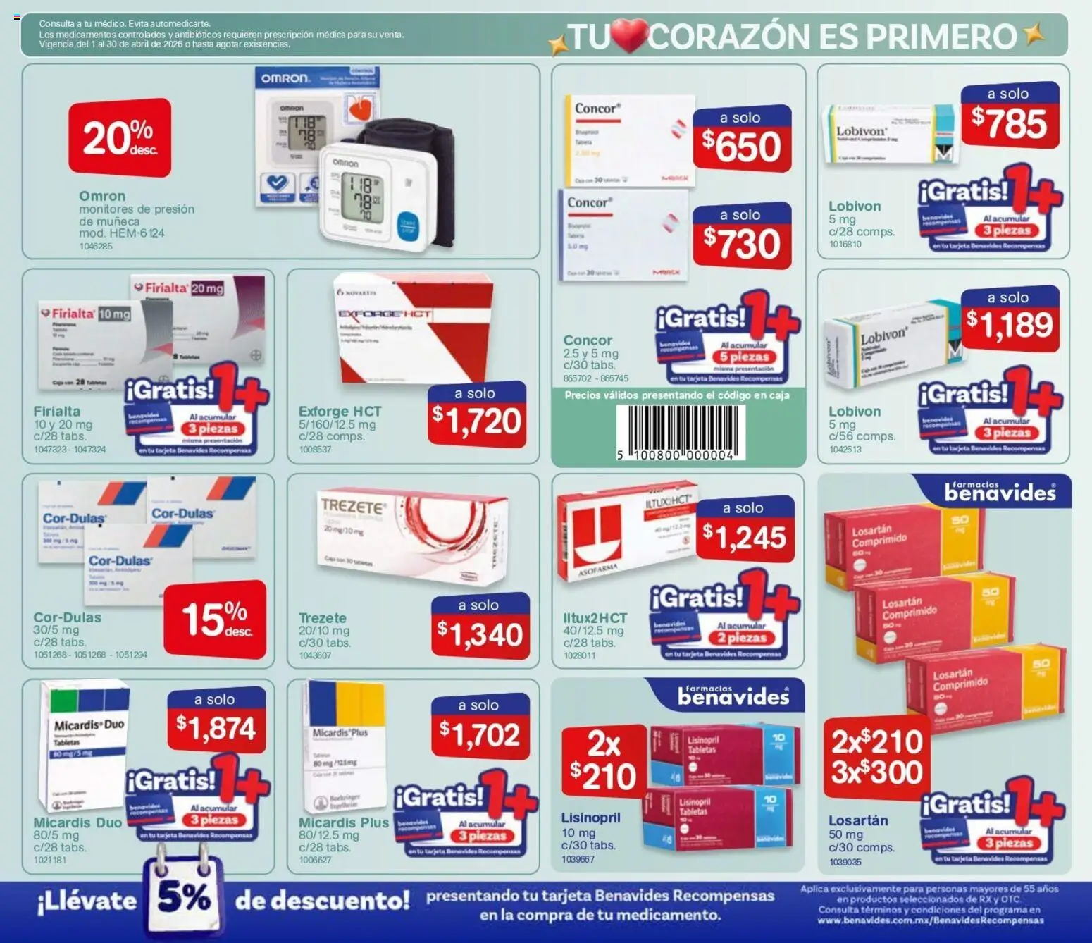 Nuevas ofertas de Farmacia Benavides válidas en toda la República Mexicana desde el 01.04.2026. ¡Encuentra las mejores ofertas en Farmacia Benavides catálogo! | Página: 9 | Productos: Caja, Tableta