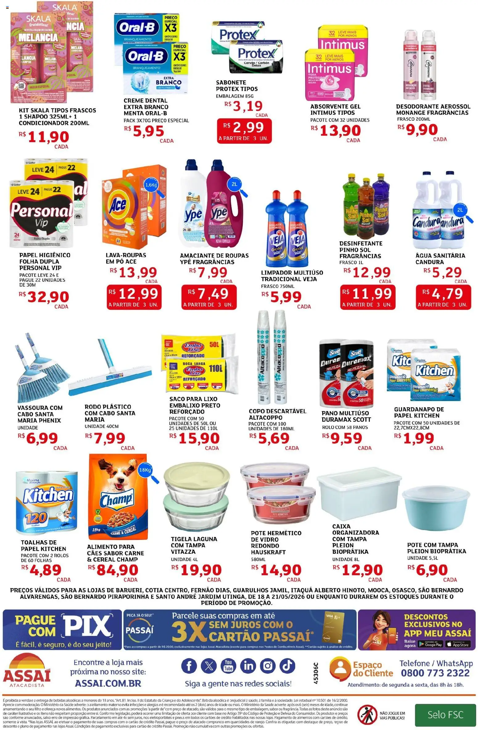 Assaí Atacadista Folheto - válido de 18.05.2026 | Página: 4 | Produtos: Base, Kit skala, Absorvente, Guardanapo
