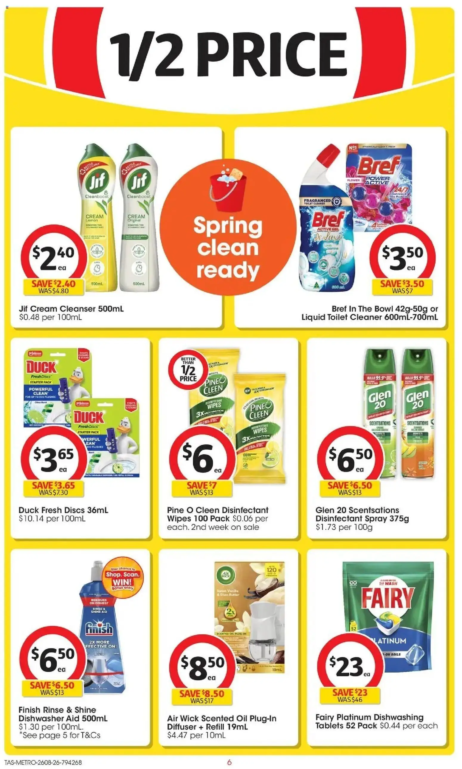 Coles catalogue - valid from 26/08/2026 | Page: 6 | Products: Toilet, Cleaner, Cream, Disinfectant wipes