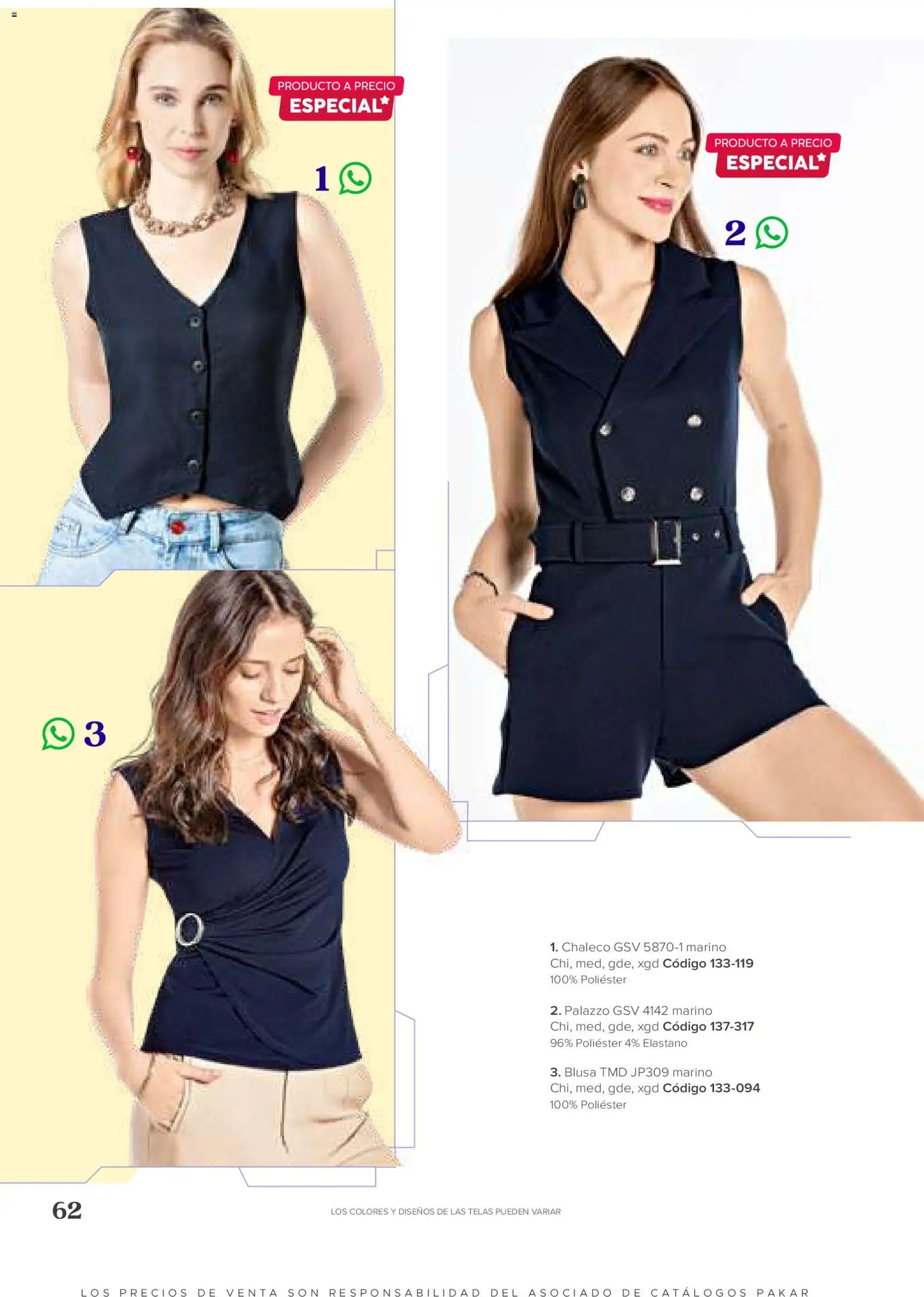 Nuevas ofertas de SC Pakar válidas en toda la República Mexicana desde el 31/07/2026. ¡Encuentra las mejores ofertas en SC Pakar catálogo Ropa! | Página: 62 | Productos: Blusa, Chaleco, Palazzo
