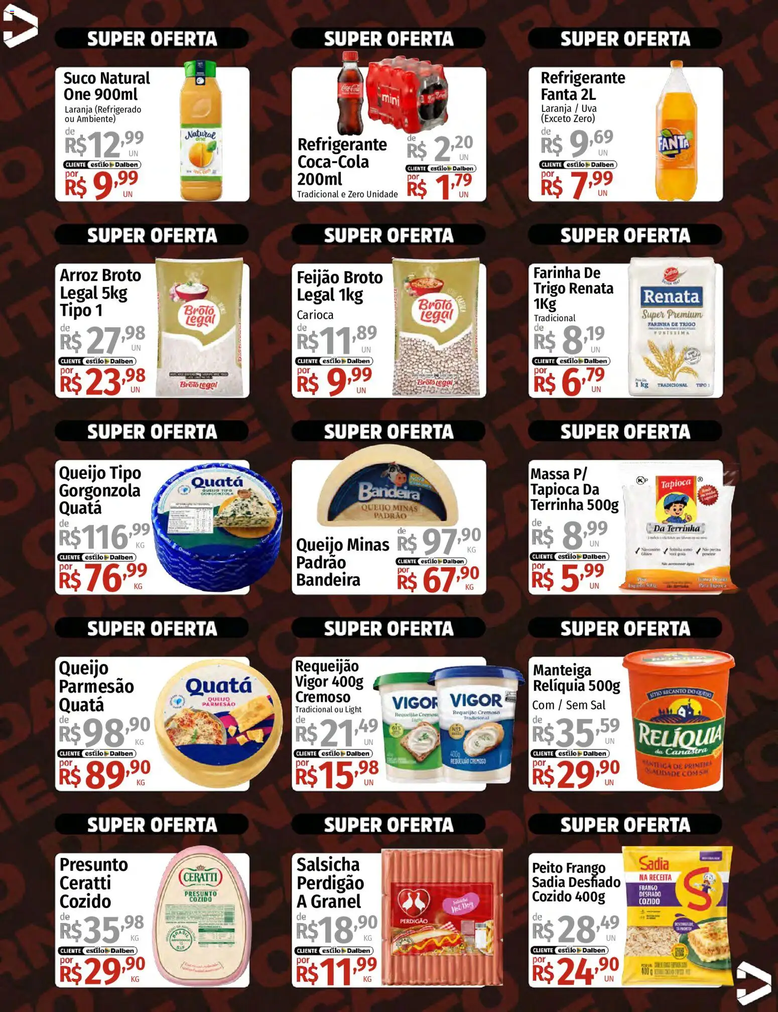 Supermercado Dalben Folheto - válido de 05/08/2026 | Página: 2 | Produtos: Tapioca, Suco, Sal, Requeijão