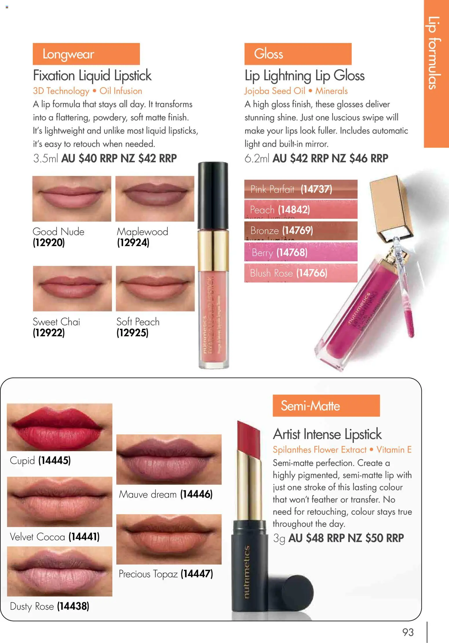 Nutrimetics catalogue - valid from 01/01/2026 | Page: 93 | Products: Light, Blush, Lipstick, Lip gloss