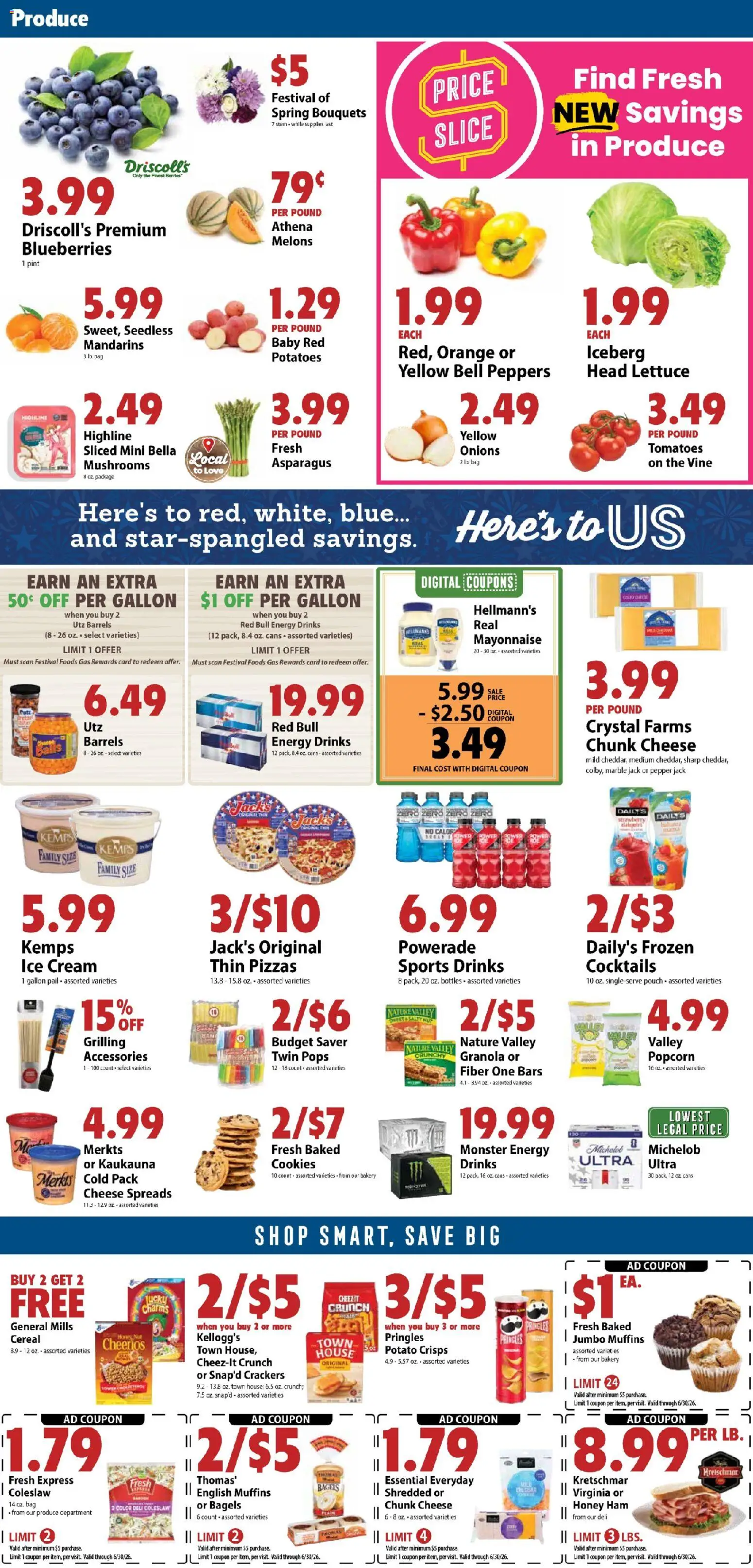 Festival Foods Weekly Ad - valid from 06/24/2026 | Page: 2 | Products: Mushrooms, Cookies, Potatoes, Mayonnaise