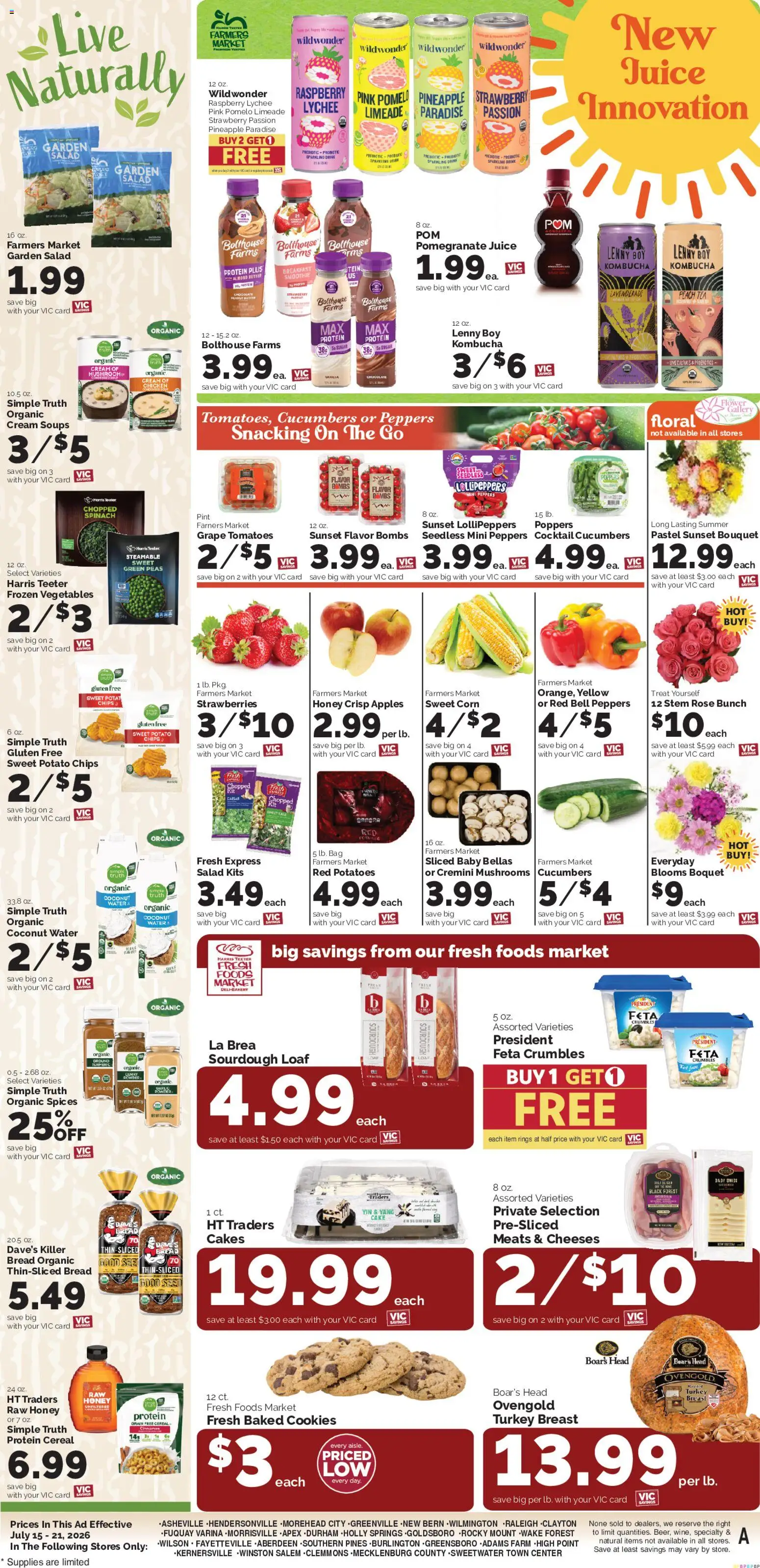 Harris Teeter Weekly Ad - valid from 07/15/2026 | Page: 11 | Products: Probiotics, Chocolate, Strawberries, Salad