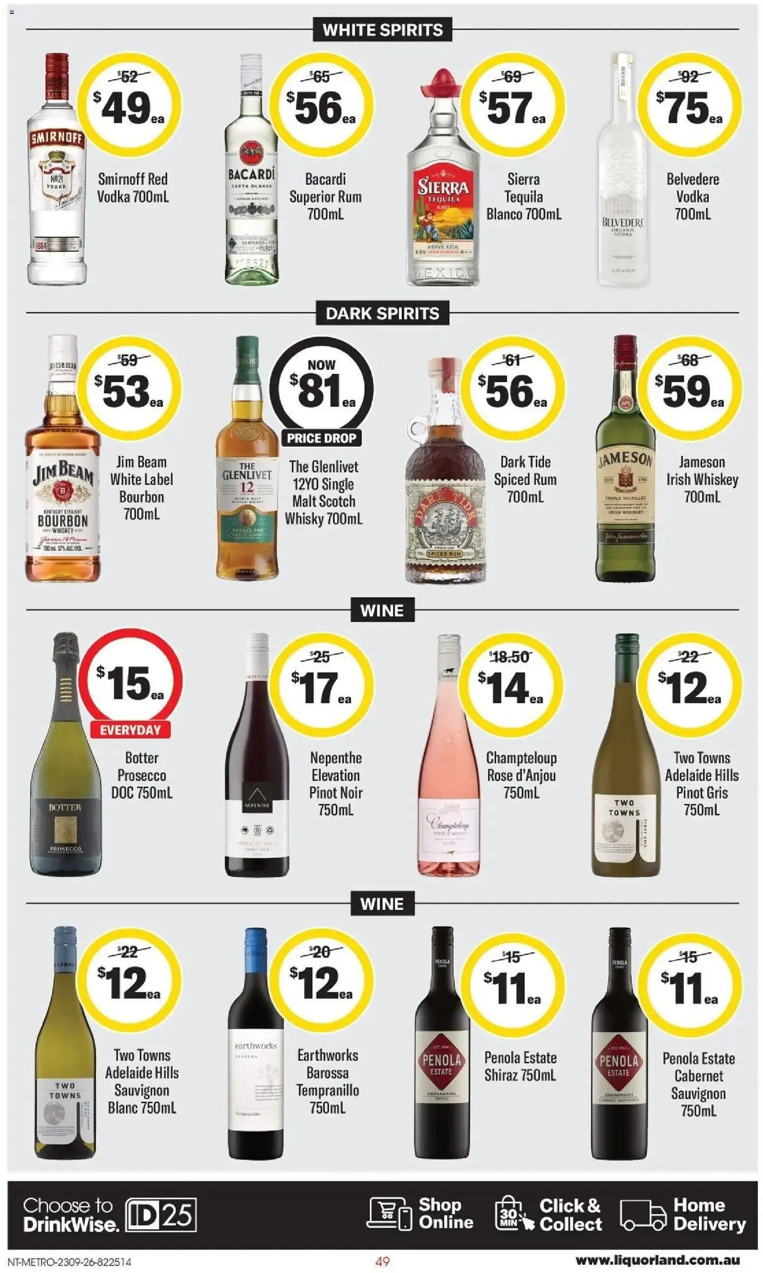 Coles catalogue - valid from 23/09/2026 | Page: 49 | Products: Jim Beam, Prosecco, Vodka, Irish whiskey
