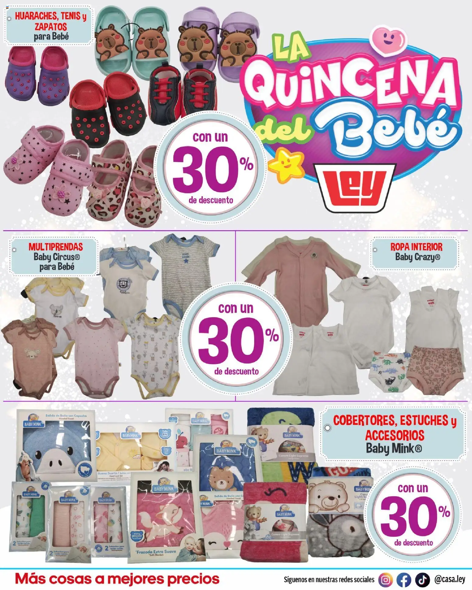 Nuevas ofertas de Casa Ley válidas en toda la República Mexicana desde el 16.05.2026. ¡Encuentra las mejores ofertas en Casa Ley folleto La Quincena del Bebé interior! | Página: 5 | Productos: Tenis, Ropa, Ropa interior, Baño