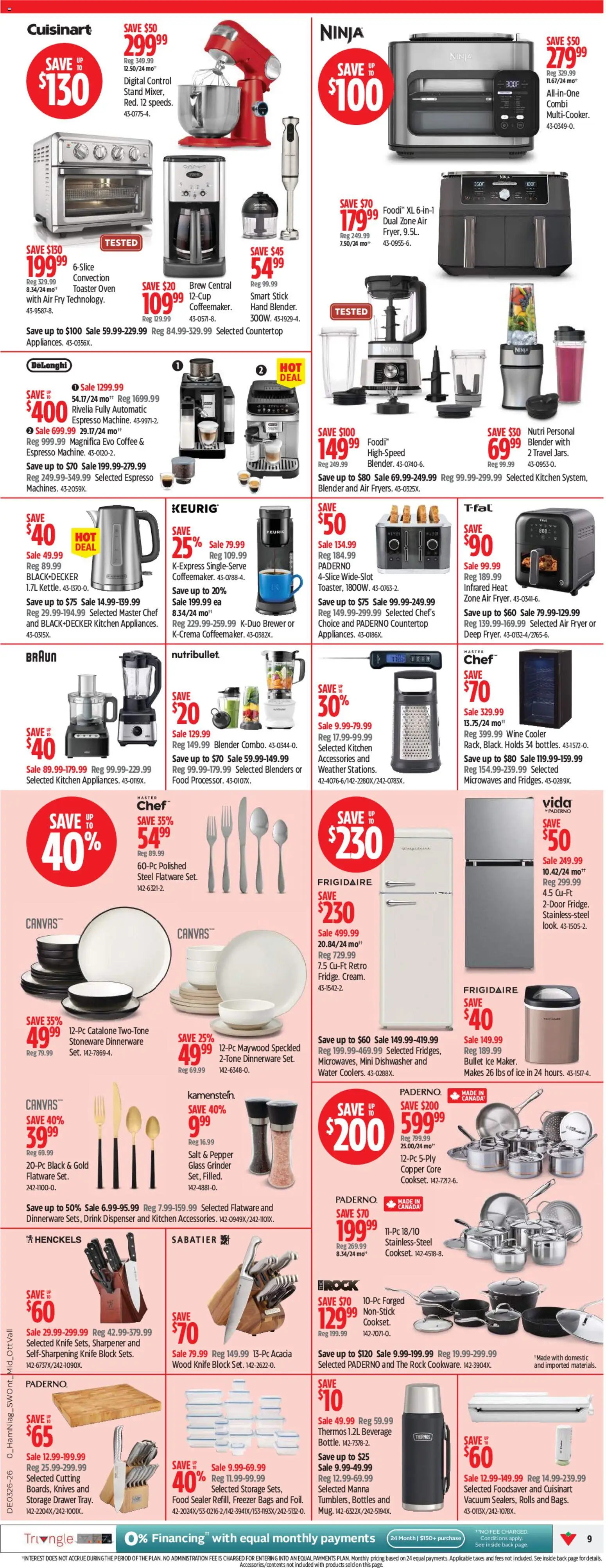 Canadian Tire flyer valid from Jun 25, 2026 | Page: 9 | Products: Freezer, Dishwasher, Grinder, Wine