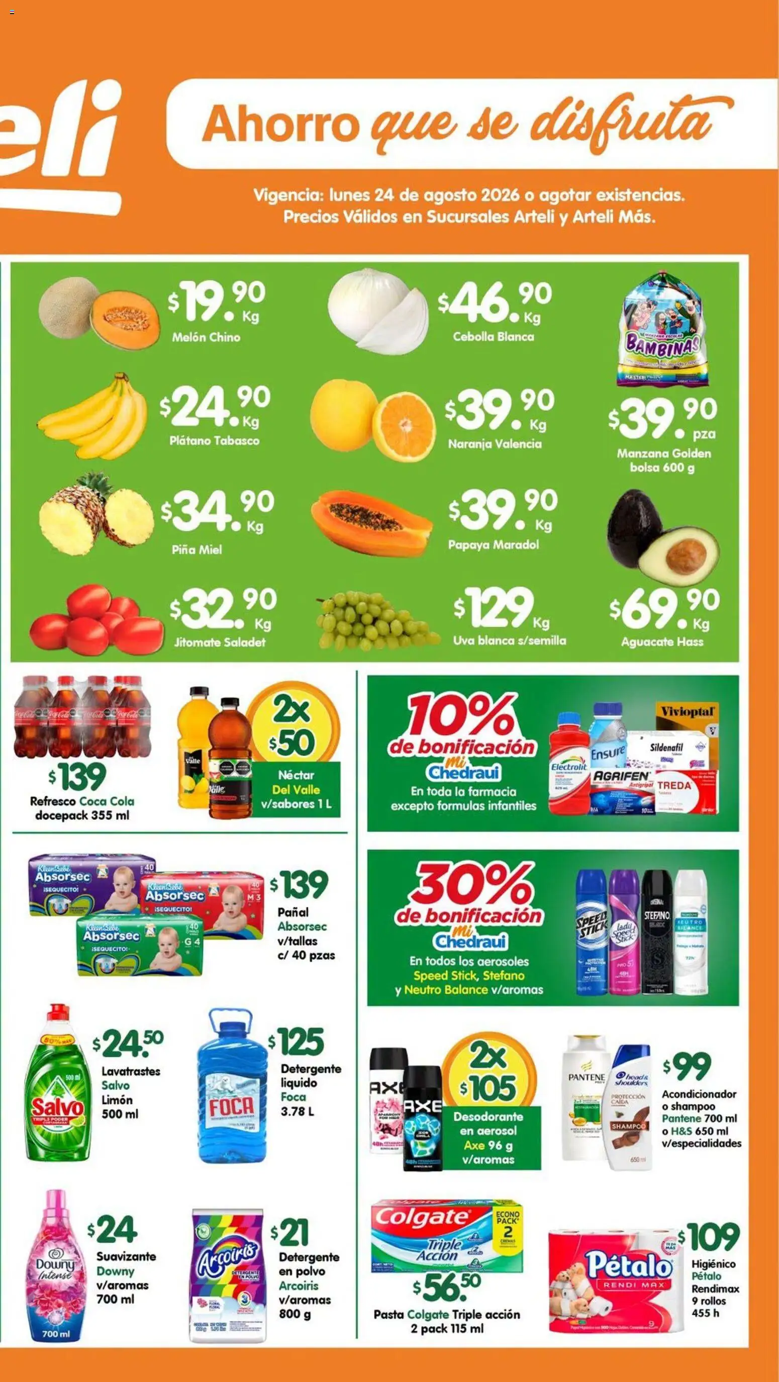 Nuevas ofertas de Arteli válidas en toda la República Mexicana desde el 24/08/2026. ¡Encuentra las mejores ofertas en Arteli folleto Valles! | Página: 2 | Productos: Plátano, Detergente, Uva, Acondicionador