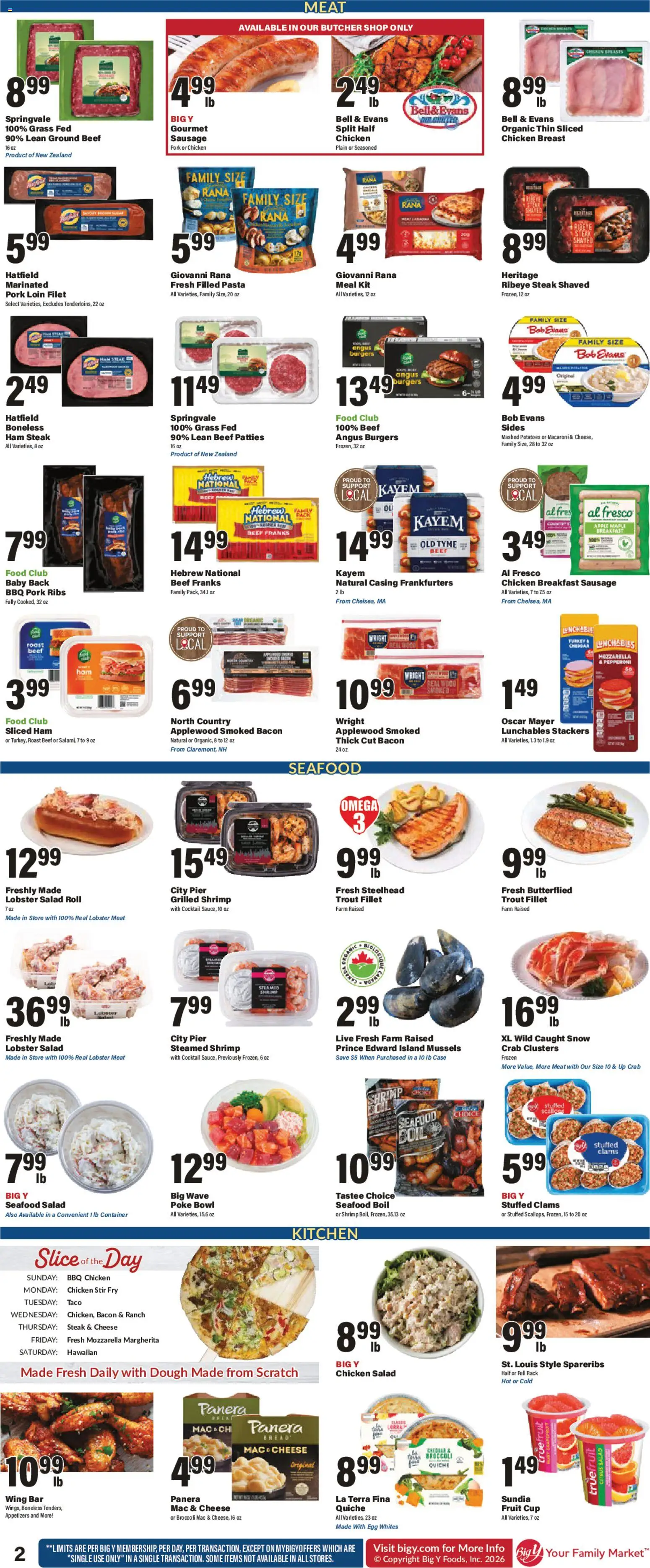 Big Y Weekly Ad - valid from 08/13/2026 | Page: 3 | Products: Shrimp, Chicken, Sugar, Seafood
