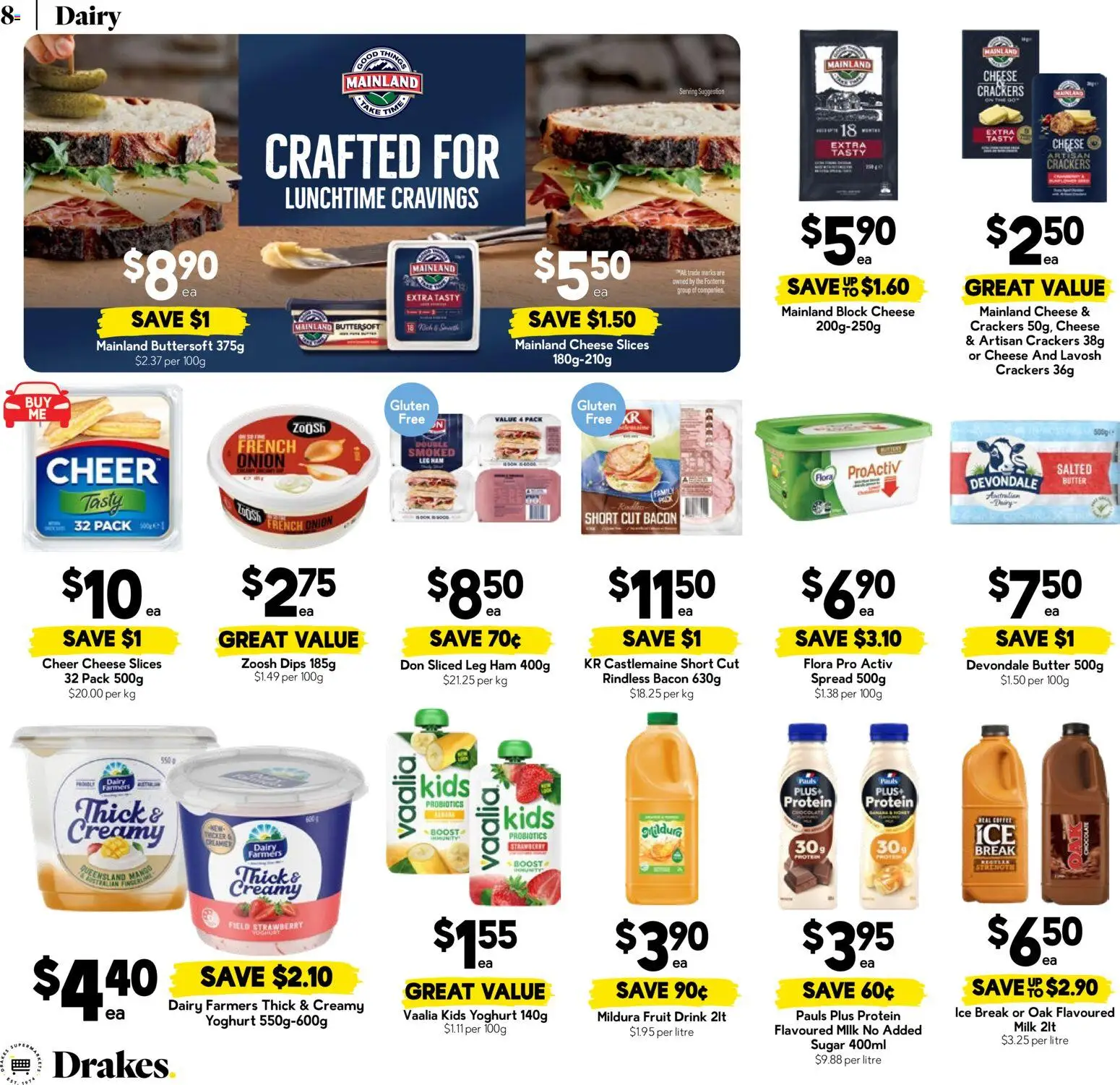 Drakes catalogue - valid from 13.05.2026 | Page: 8 | Products: Milk, Butter, Cheese, Yoghurt