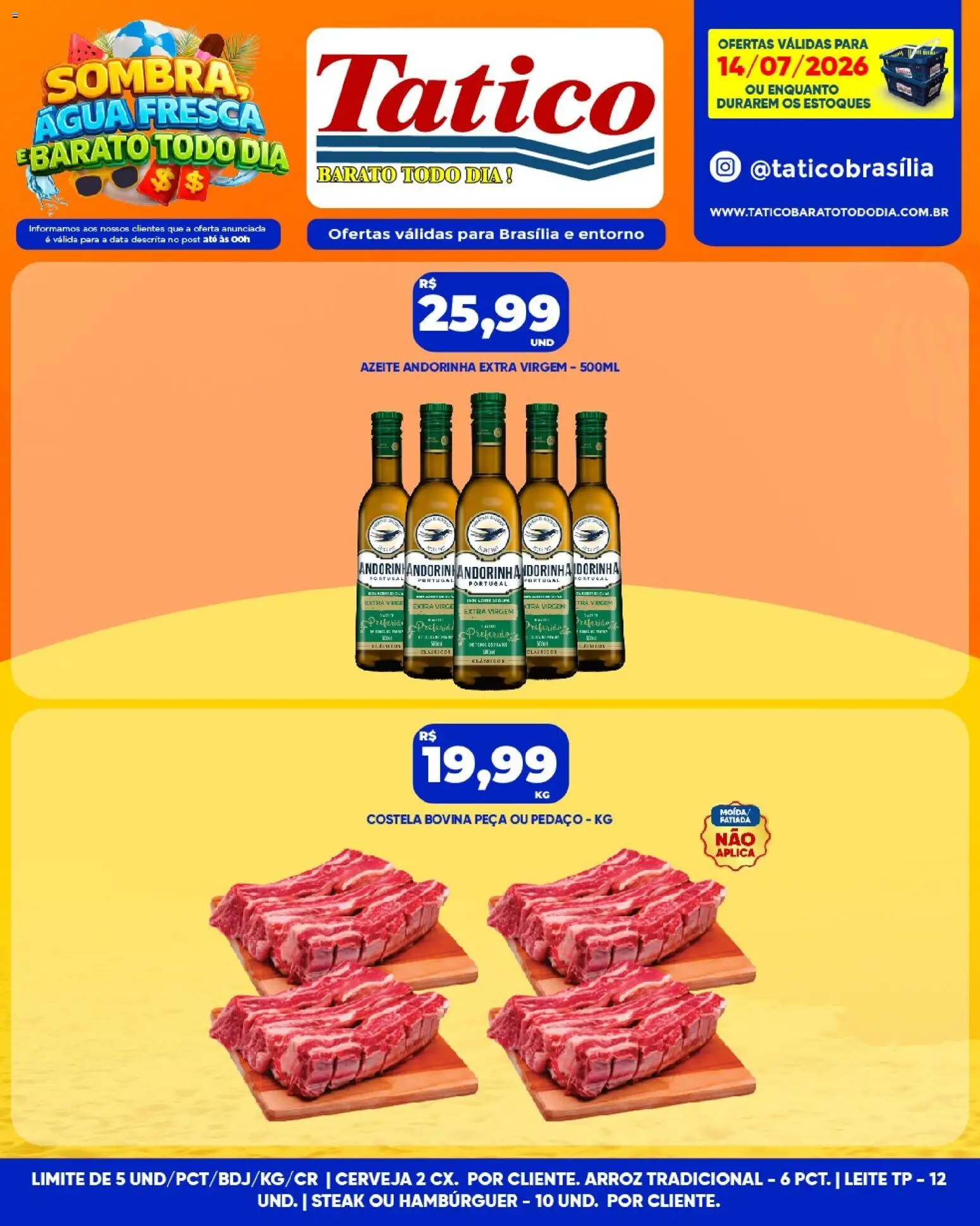 Tatico Folheto - válido de 14/07/2026 | Página: 11 | Produtos: Leite, Cerveja, Arroz, Hambúrguer