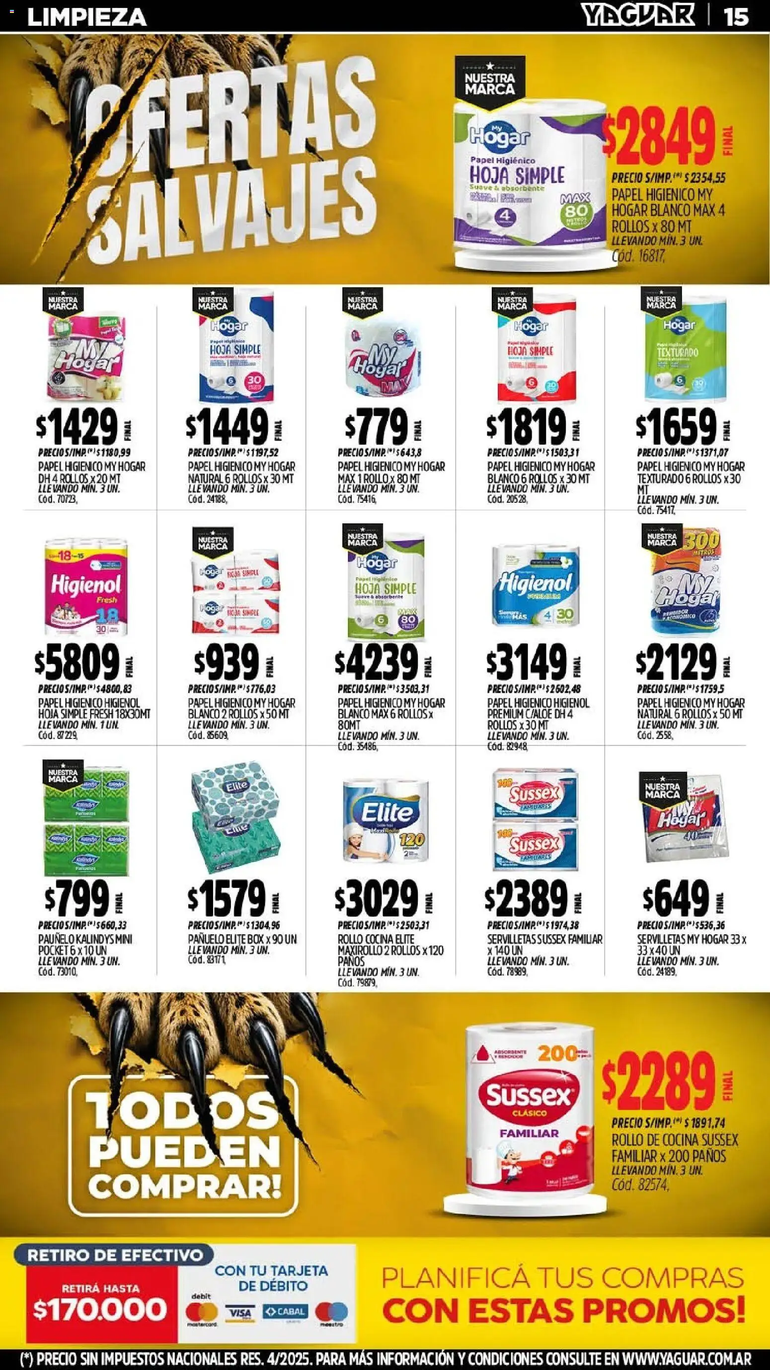 Yaguar - Oferta Semanal Salta │ válido desde el 10/08/2026 | Página: 18 | Productos: Papel higiénico, Pañuelo, Cocina, Servilletas