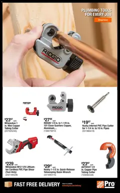 Preview of Home Depot weekly ads valid from 08/24/2026 | Page: 4 | Products: Pipe, Wrench, Tools, Cutter