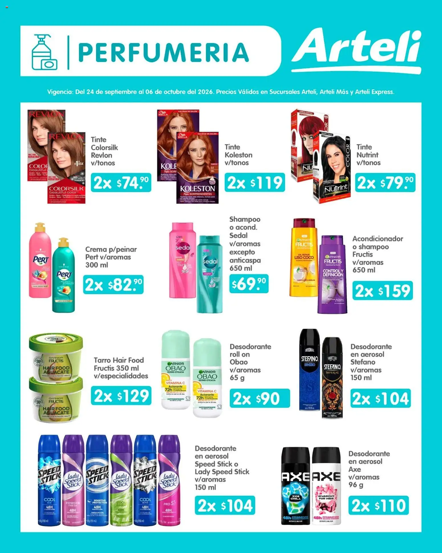 Nuevas ofertas de Arteli válidas en toda la República Mexicana desde el 24/09/2026. ¡Encuentra las mejores ofertas en Arteli folleto Quincenal! | Página: 12 | Productos: Coco, Crema, Aclarante, Acondicionador