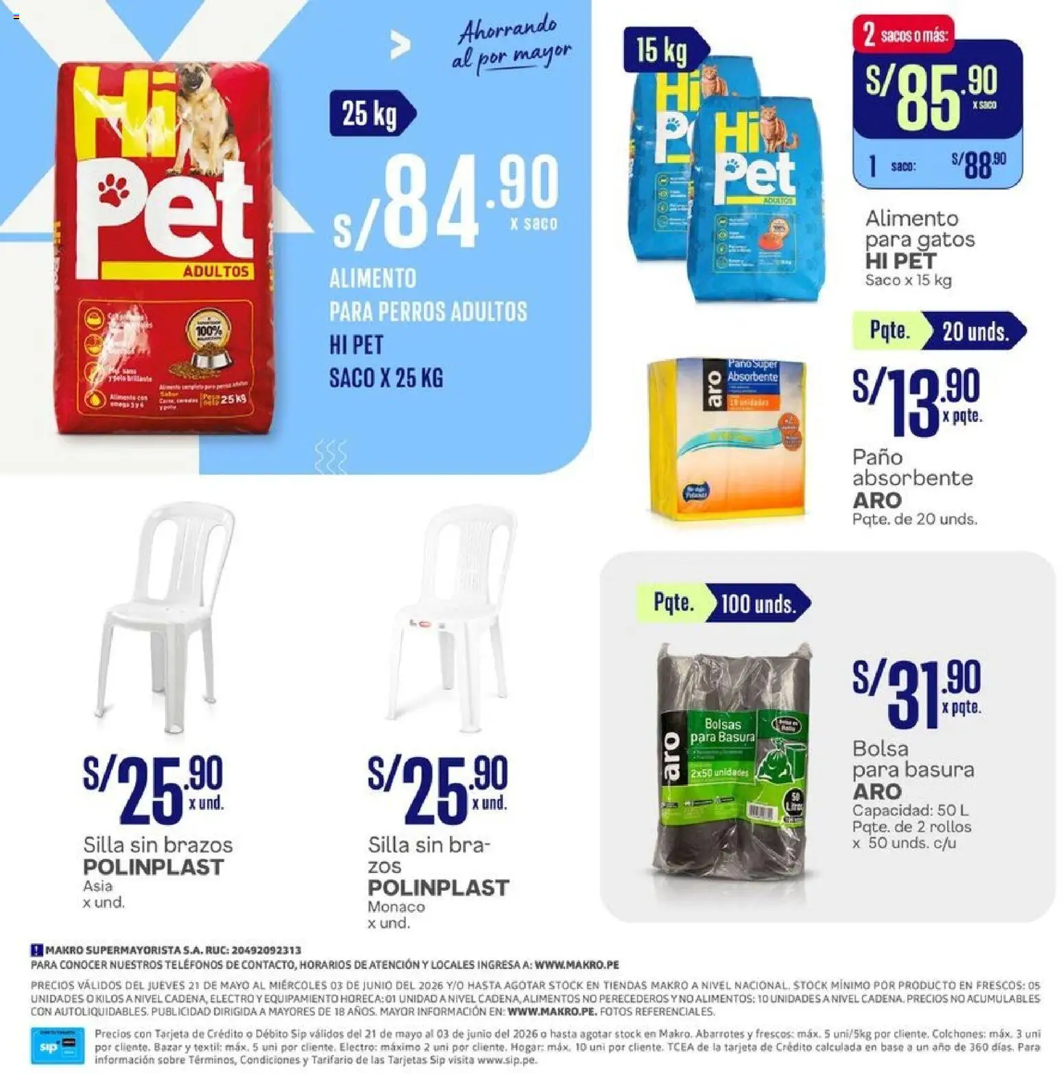 Catálogo Makro válido desde 01.05.2026 | Página: 10 | Productos: Silla, Saco, Bolsa