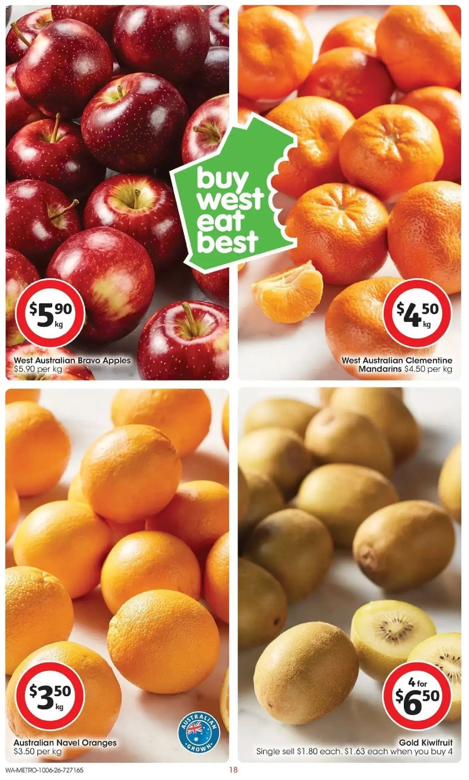 Coles catalogue - valid from 10.06.2026 | Page: 18 | Products: Apples, Oranges, Kiwifruit, Mandarins