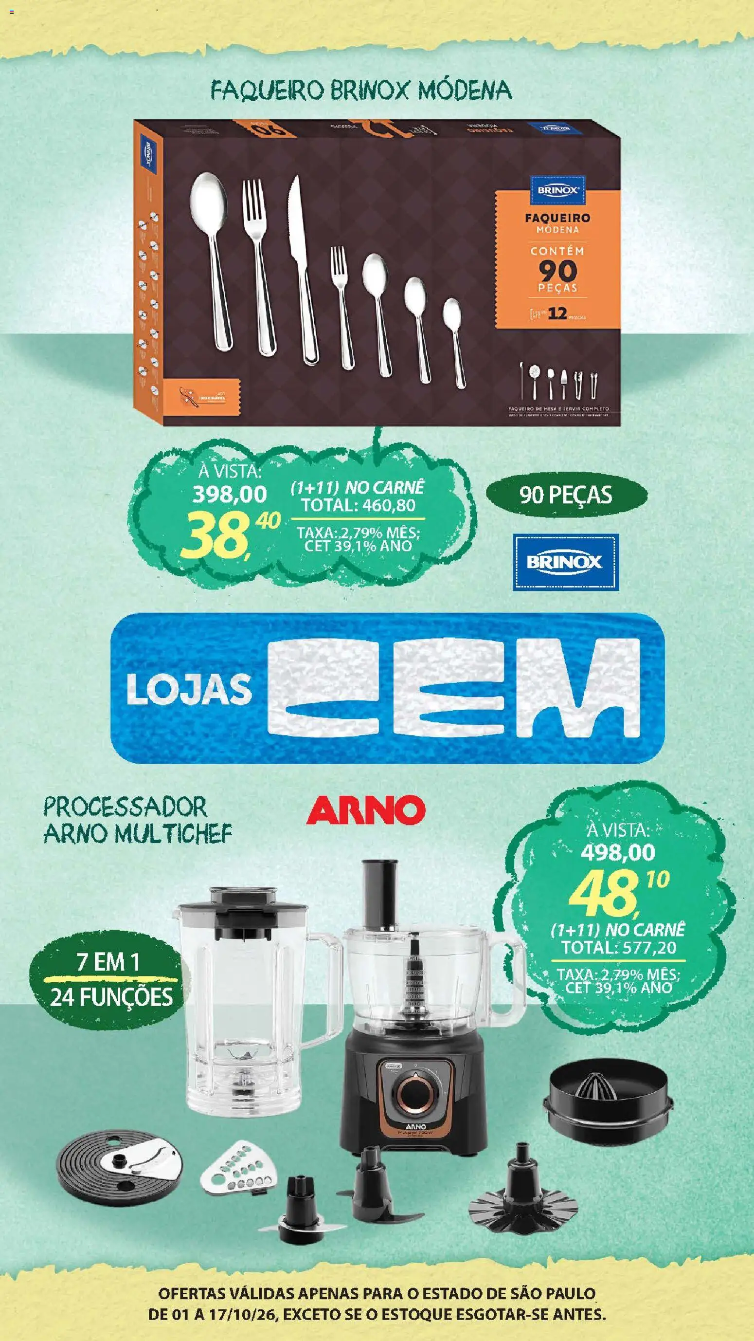 Lojas Cem Folheto - válido de 01/10/2026 | Página: 75 | Produtos: Processador, Mesa, Carne