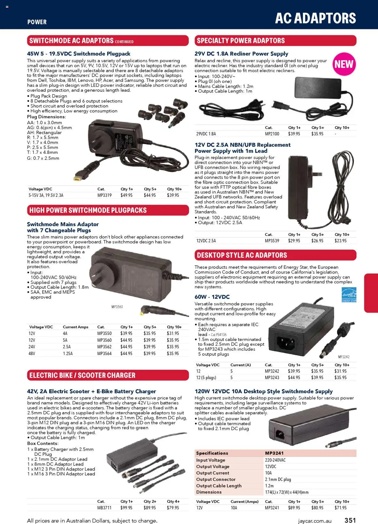 Jaycar catalogue - valid from 09/07/2025 | Page: 351 | Products: Electric scooter, Charger, Recliner, Suit