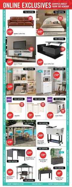 Preview of The Brick weekly flyer / circulaire from shop The Brick valid from Jun 22, 2026 | Page: 20 | Products: Tv, Bed, Coffee table, Cabinet