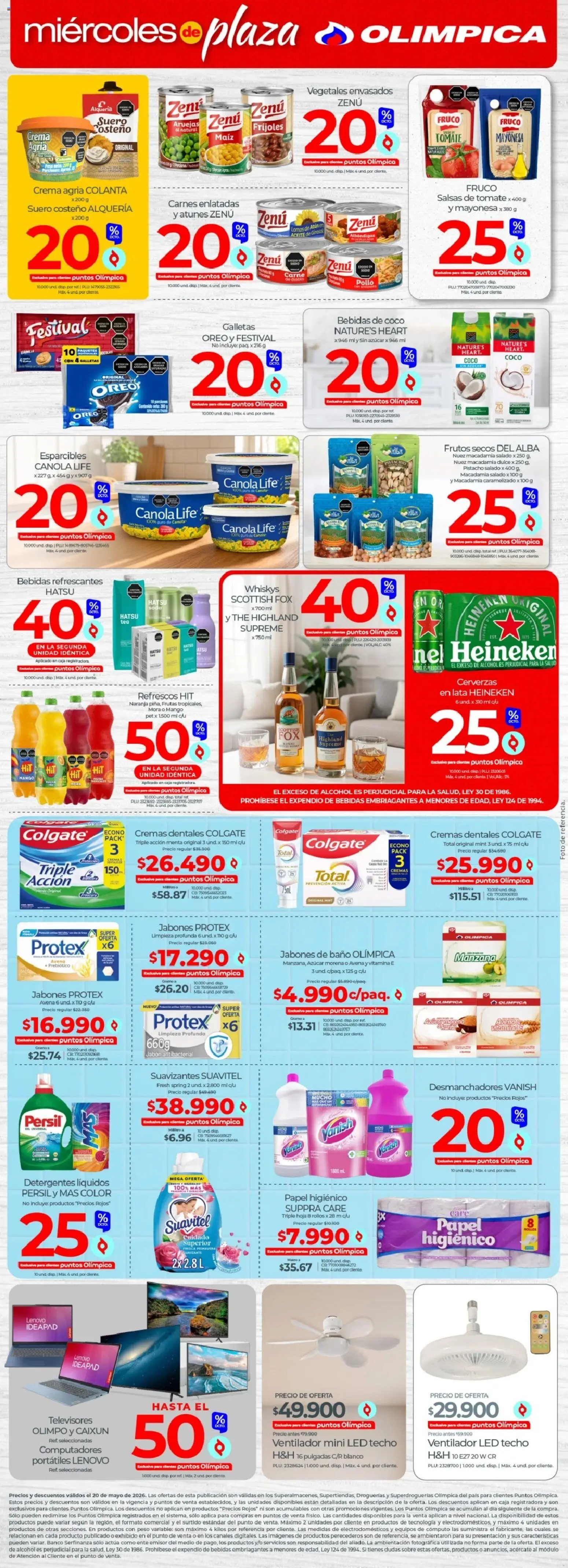 Olímpica revista - valida desde el 20.05.2026 | Página: 2 | Productos: Arvejas, Avena, Sobre, Baño