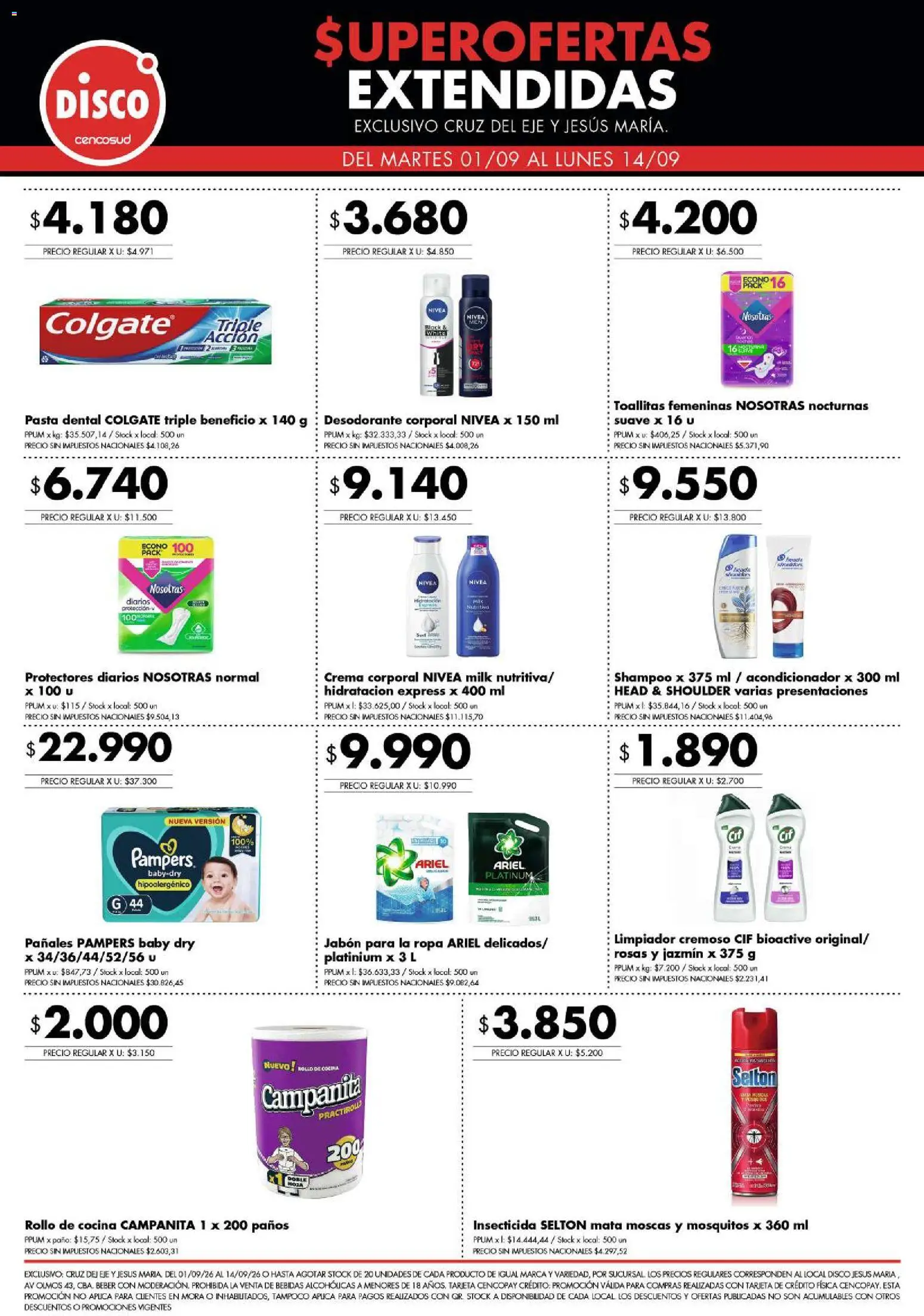Disco - Ofertas │ válido desde el 01/09/2026 | Página: 5 | Productos: Cocina, Pasta, Protectores diarios, Toallitas femeninas