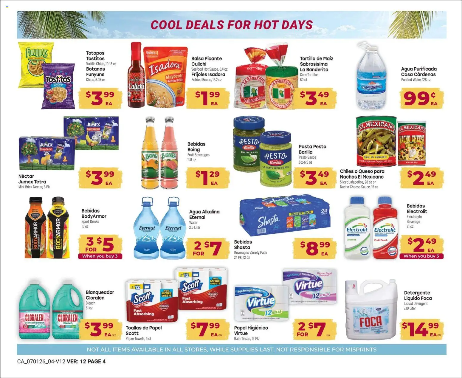 Cardenas Monthly Ad - valid from 07/01/2026 | Page: 4 | Products: Peppers, Detergent, Water, Shock