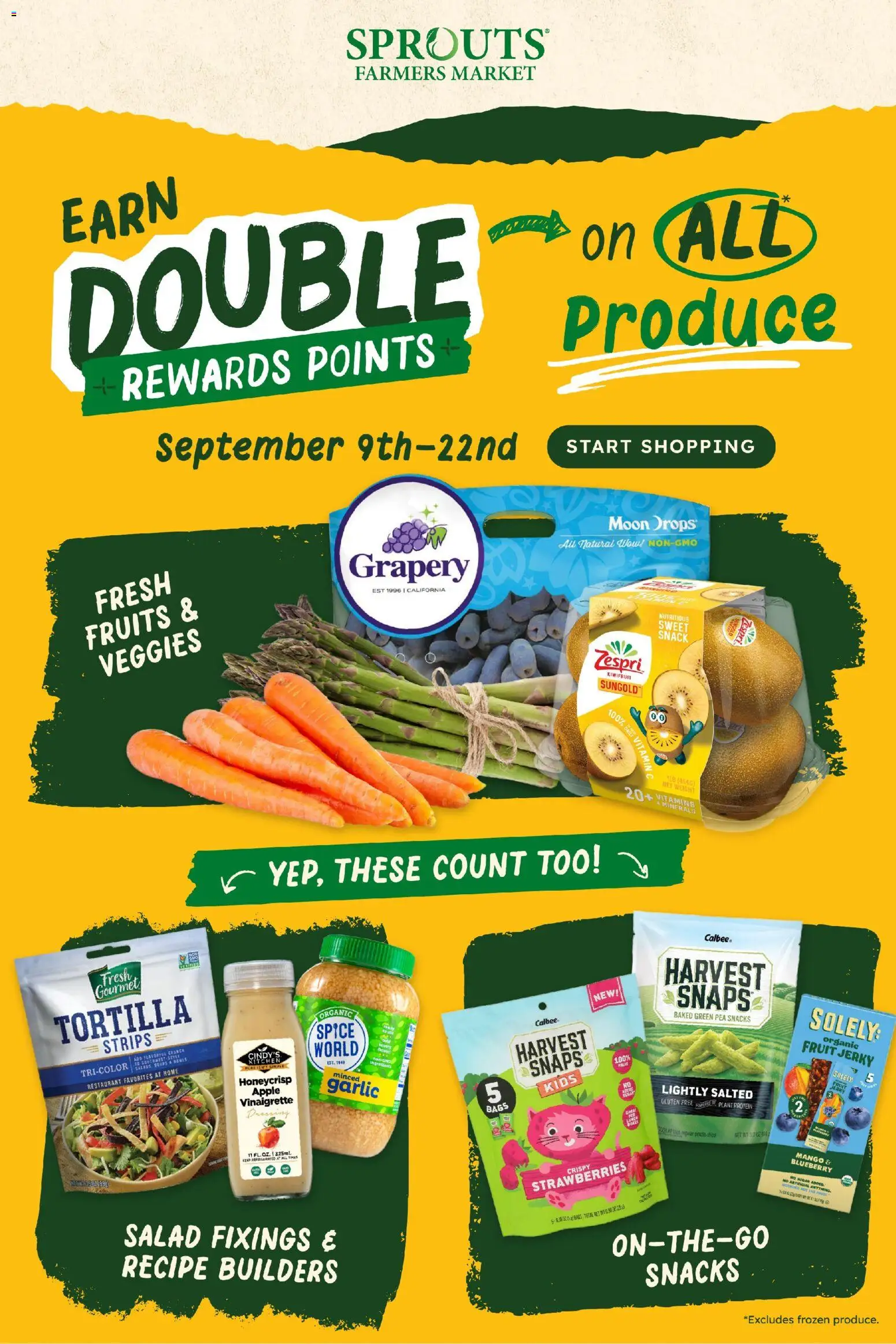 Sprouts Weekly Ad - valid from 09/16/2026 | Page: 1 | Products: Protein, Salad, Mango, Snacks
