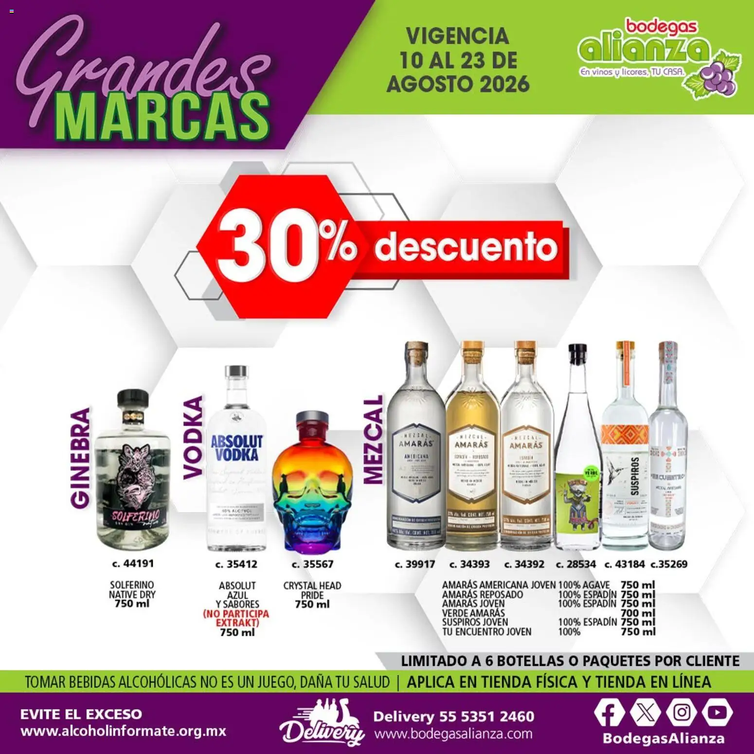Nuevas ofertas de Bodegas Alianza válidas en toda la República Mexicana desde el 10/08/2026. ¡Encuentra las mejores ofertas en Bodegas Alianza catálogo Grandes Marcas! | Página: 3 | Productos: Ginebra, Bebidas, Agave, Vodka