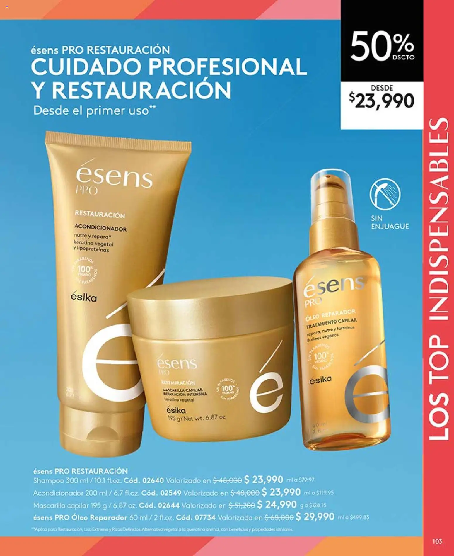 Ésika revista - valida desde el 13.03.2026 | Página: 103 | Productos: Shampoo, Mascarilla, Top, Acondicionador