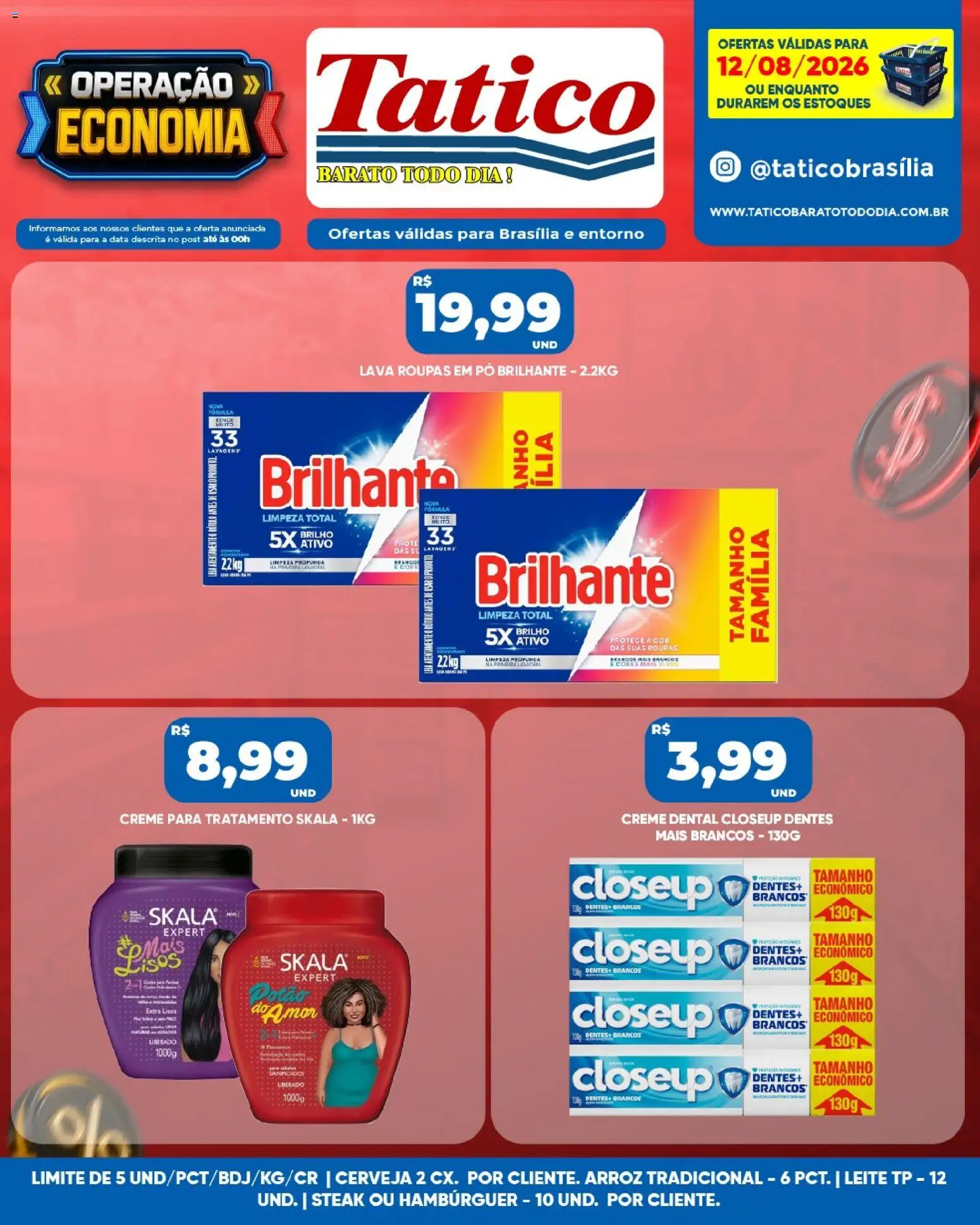 Tatico Folheto - válido de 12/08/2026 | Página: 10 | Produtos: Pó, Creme, Hambúrguer, Creme dental