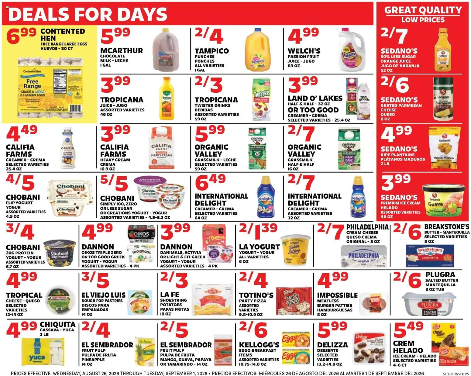 Sedano's Weekly Ad - valid from 08/26/2026 | Page: 5 | Products: Cheese, Juice, Ice cream, Ice
