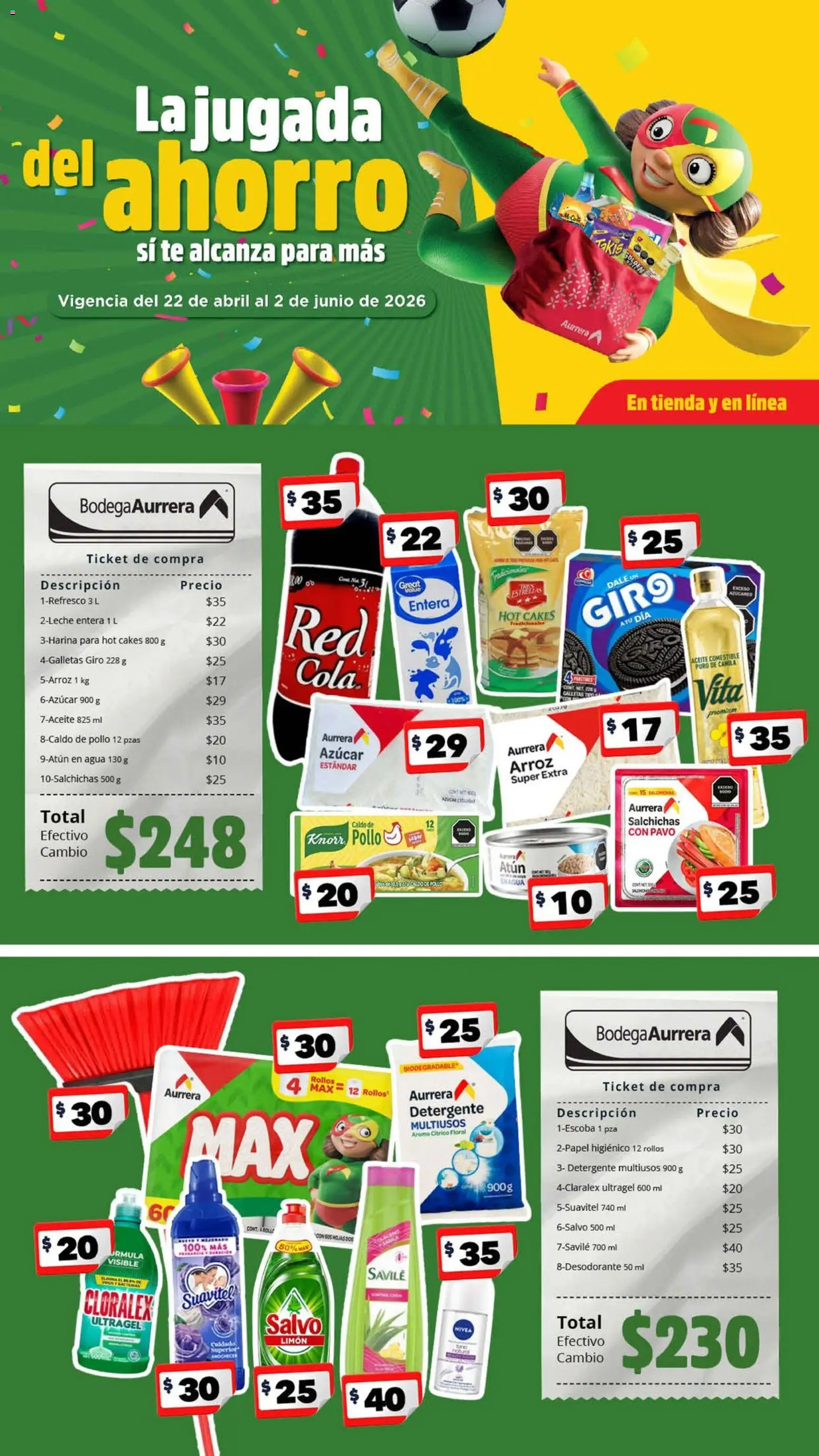 Nuevas ofertas de Bodega Aurrerá válidas en toda la República Mexicana desde el 22.04.2026. ¡Encuentra las mejores ofertas en Bodega Aurrerá folleto! | Página: 1 | Productos: Detergente, Limón, Aceite, Té