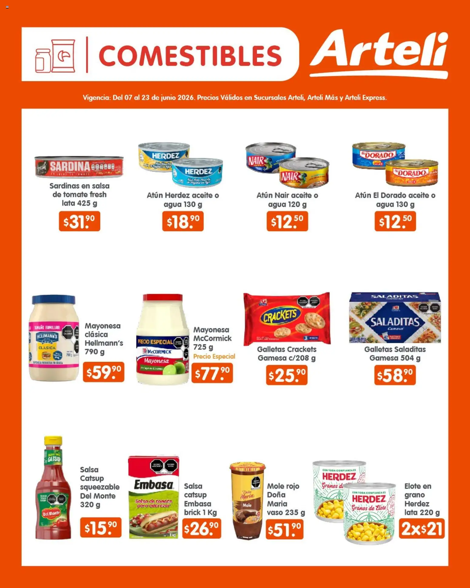 Nuevas ofertas de Arteli válidas en toda la República Mexicana desde el 07.06.2026. ¡Encuentra las mejores ofertas en Arteli folleto Quincenal! | Página: 5 | Productos: Mayonesa, Tomate, Agua, Catsup